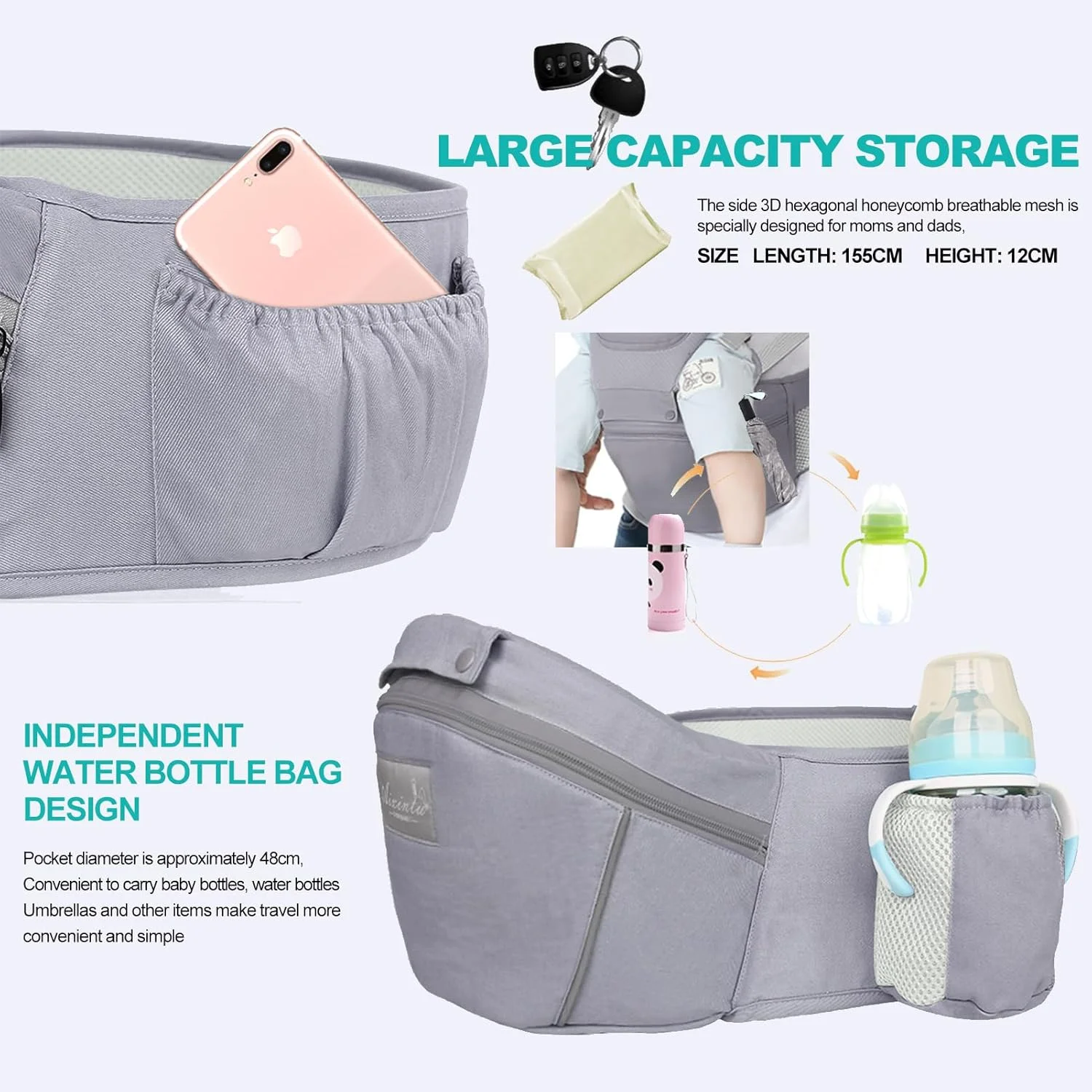 کیان داریا کوله پشتی چند منظوره کودک دایونگ با صندلی نشیمن و اسکلت کمری - مناسب برای 0-36 ماه، سایز قابل تنظیم (خاکستری) کیان داریا کوله پشتی چند منظوره کودک دایونگ با صندلی نشیمن و اسکلت کمری - مناسب برای 0-36 ماه، سایز قابل تنظیم (خاکستری)