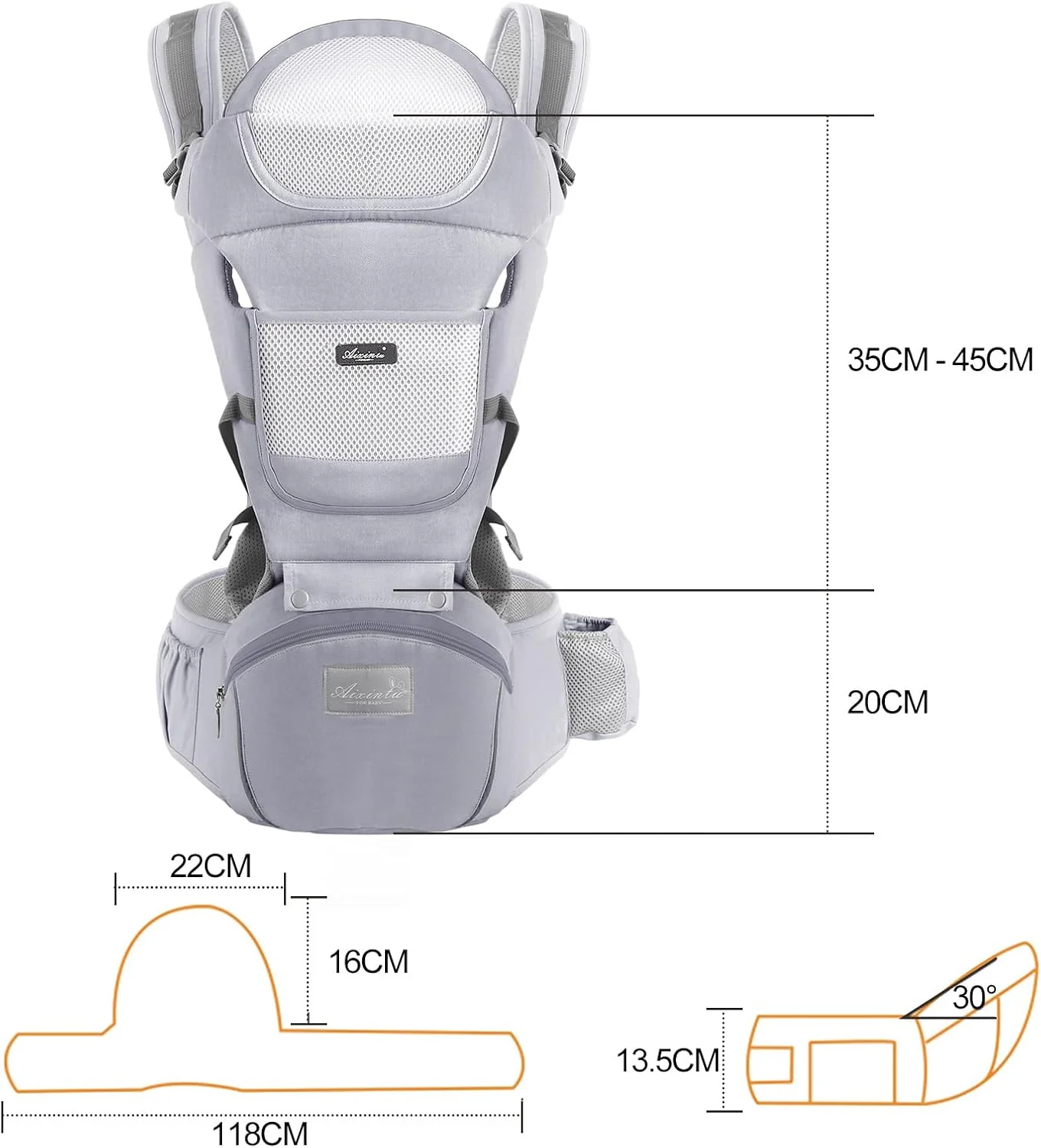 کیان داریا کوله پشتی چند منظوره کودک دایونگ با صندلی کمری - مناسب برای 0-36 ماه، سایز قابل تنظیم (خاکستری) کیان داریا کوله پشتی چند منظوره کودک دایونگ با صندلی کمری - مناسب برای 0-36 ماه، سایز قابل تنظیم (خاکستری)