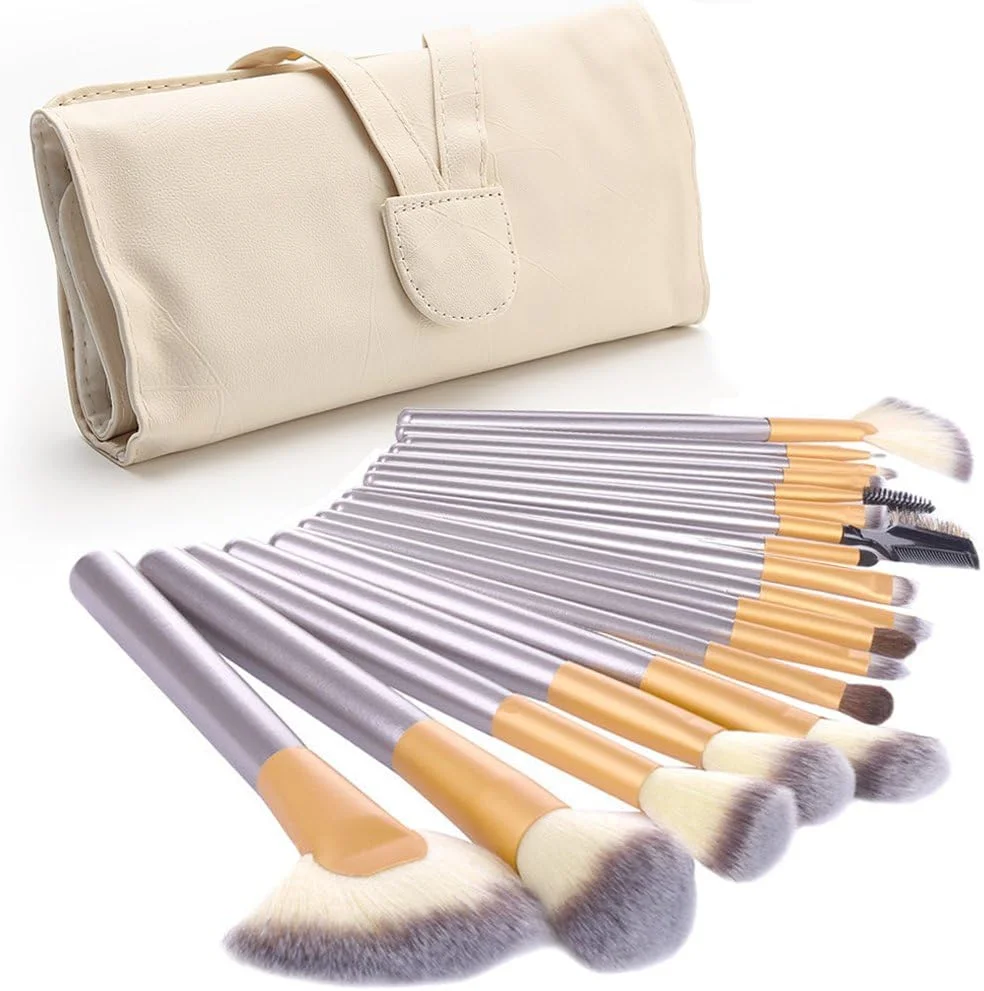 ست 18 عددی برس آرایشی JUN-L، برس های ممتاز کابوکی، مناسب کرم پودر، ترکیب، رژگونه، کانسیلر، چشم، صورت، مایع، پودر، کرم، لوازم آرایشی لب