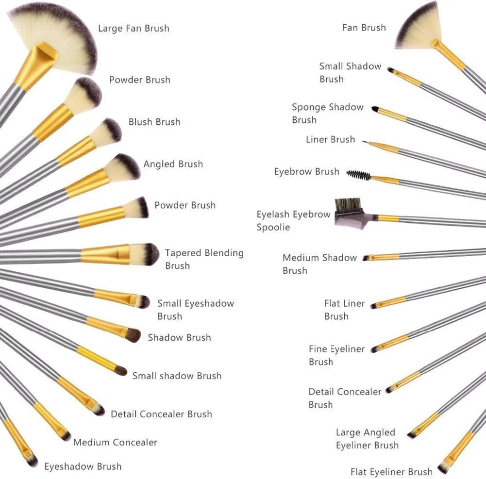 ست 18 عددی برس آرایشی JUN-L، برس های ممتاز کابوکی، مناسب کرم پودر، ترکیب، رژگونه، کانسیلر، چشم، صورت، مایع، پودر، کرم، لوازم آرایشی لب