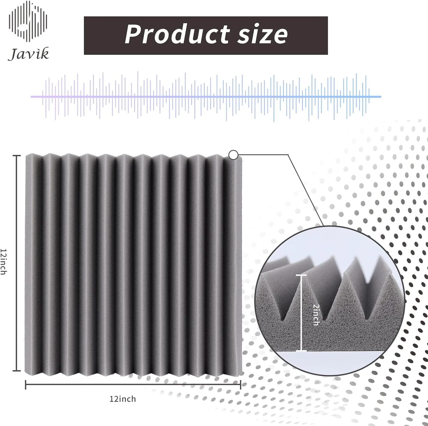 پنل های عایق صدا 12 عددی، پنل های آکوستیک، پنل های جذب صدا 2" X 12" X 12" فوم آکوستیک گوه ای با چگالی بالا، پنل های دیواری آکوستیک ضد حریق برای استودیو ضبط، خانه، دفاتر (خاکستری)