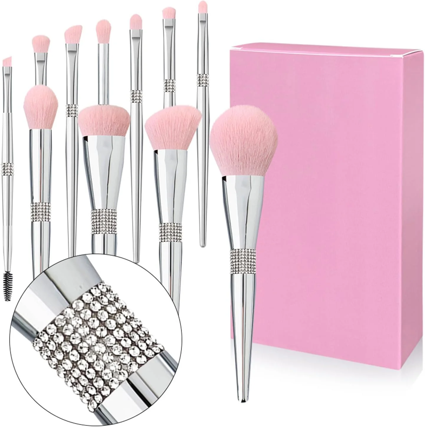 ست برس آرایشی 11 تکه Joleritc، ست کوچک قابل حمل، برس های مبتدی، برس پودر و سایه چشم