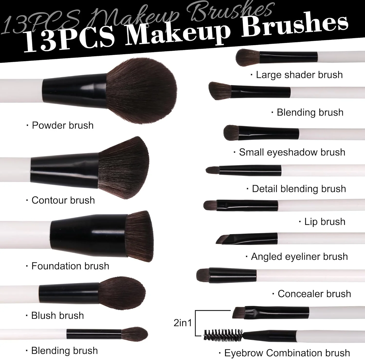 ست برس آرایشی 13 عددی جومای برای مبتدیان و حرفه ای ها - کرم پودر، پودر، رژگونه، سایه چشم - وگان و بدون تست حیوانی با کیف مسافرتی