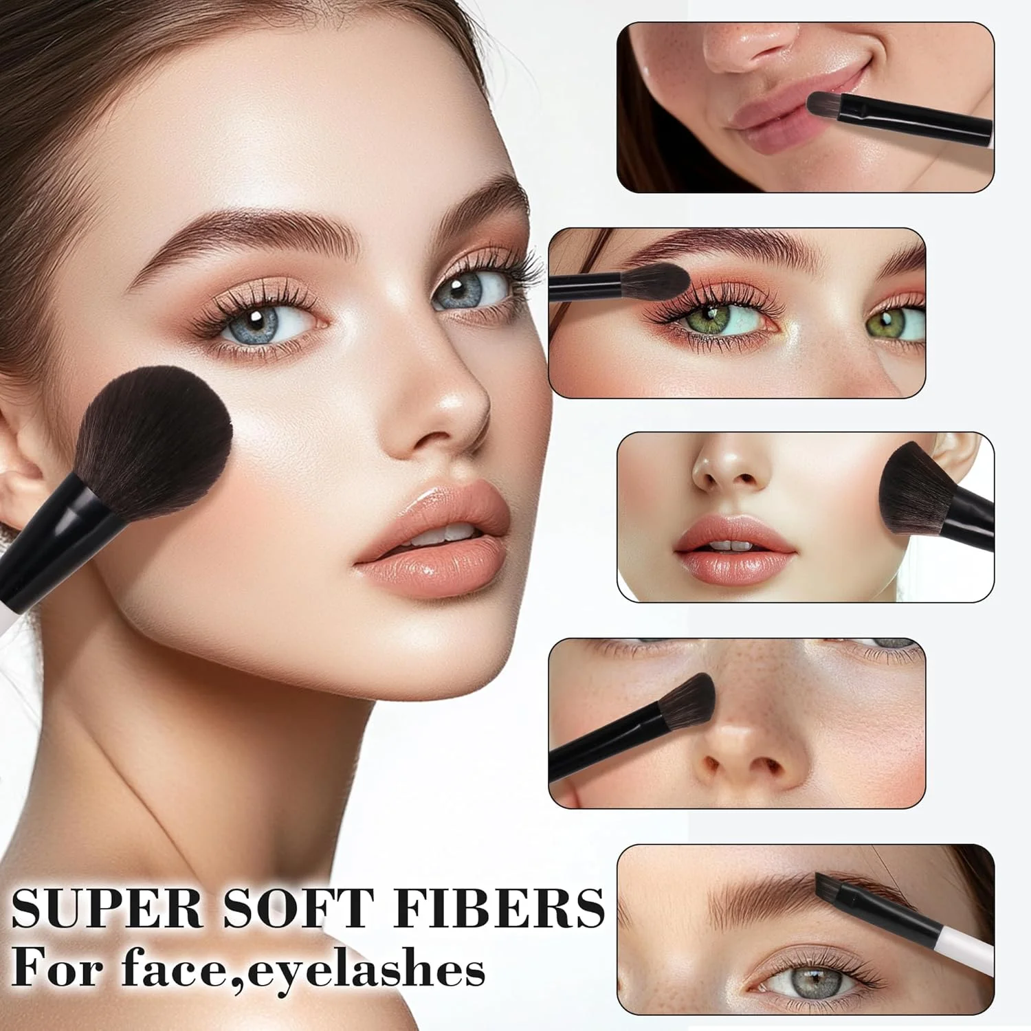 ست برس آرایشی 13 عددی جومای برای مبتدیان و حرفه ای ها - کرم پودر، پودر، رژگونه، سایه چشم - وگان و بدون تست حیوانی با کیف مسافرتی