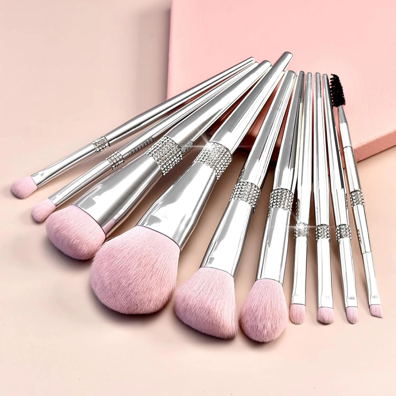 ست برس آرایشی 11 تکه Joleritc، ست کوچک قابل حمل، برس های مبتدی، برس پودر و سایه چشم