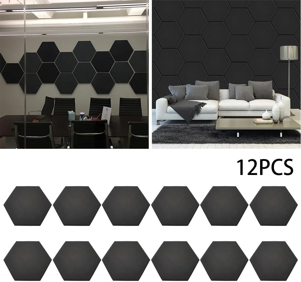 12 بسته پنل فوم آکوستیک خود چسب، 30x25x1 سانتی متر پنل های آکوستیک عایق صدا شش ضلعی با چگالی بالا پنل های آکوستیک جذب صدا پنل های فوم عایق صدا برای استودیو، خانه، دفتر، سیاه 12 بسته پنل فوم آکوستیک خود چسب، 30x25x1 سانتی متر پنل های آکوستیک عایق صدا شش ضلعی با چگالی بالا پنل های آکوستیک جذب صدا پنل های فوم عایق صدا برای استودیو، خانه، دفتر، سیاه