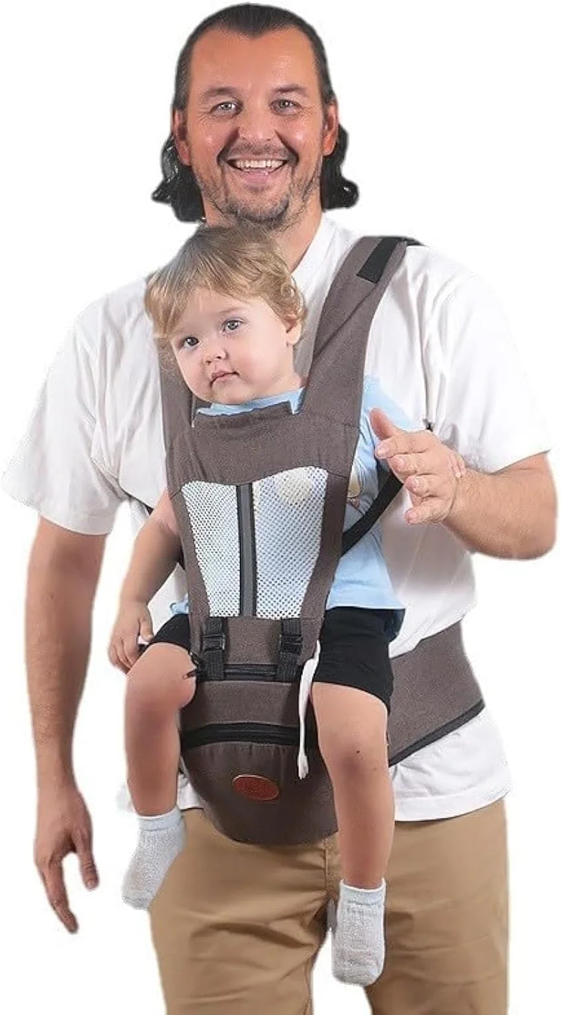 آغوشی نوزاد CLINES HULUM با نشیمنگاه، آغوشی 360 درجه برای تمام حالات نوزاد، دارای کمربند قابل تنظیم و جیب های ذخیره سازی برای نوزادان 0-36 ماهه، کودکان نوپا، نوزادان، والدین جدید