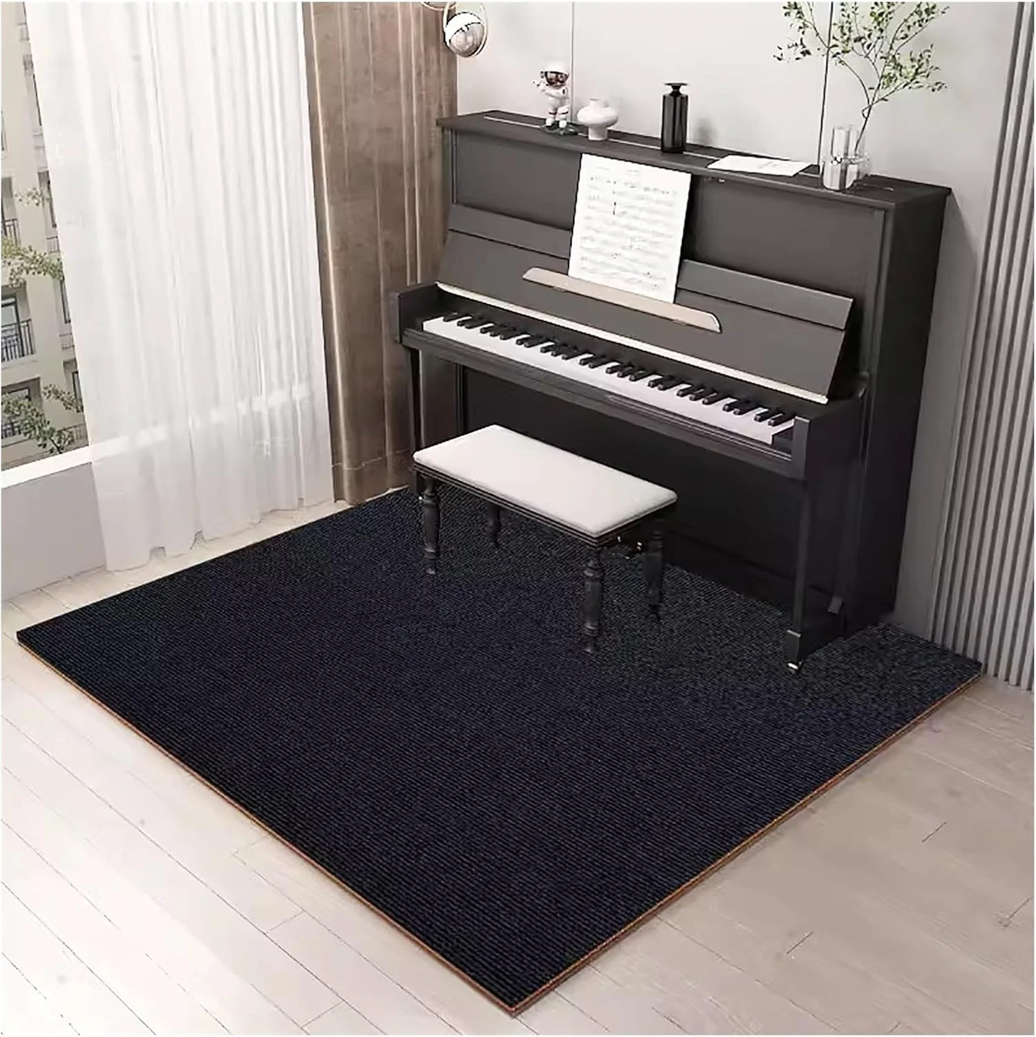 پد فرش ضد لغزش عایق صدا، پد آکوستیک فرش ضخیم 6 میلی متری، تشک جاذب صدا فرش عایق صدا پیانو، فرش عایق صدا برای طبل پیانو طناب پرش (رنگ: مشکی، اندازه: 100x120 سانتی متر)