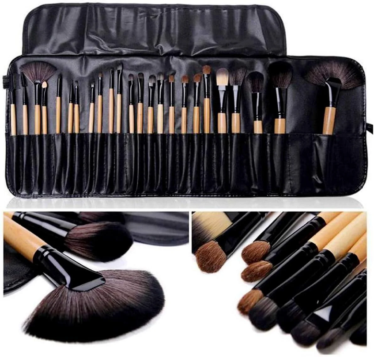 ست برس آرایشی جیائوِر با کیف - ۲۴ عددی - مشکی