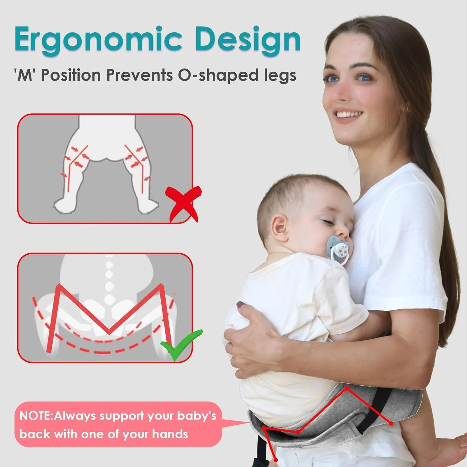 آغوشی نوزاد آزونی، آغوشی کودک با استفاده آسان برای کودکان نوپا، بند قابل تنظیم، لایه نرم، نشیمنگاه ضد لغزش برای نوزادان و کودکان نوپا (3-20 کیلوگرم، 6-48 ماه)