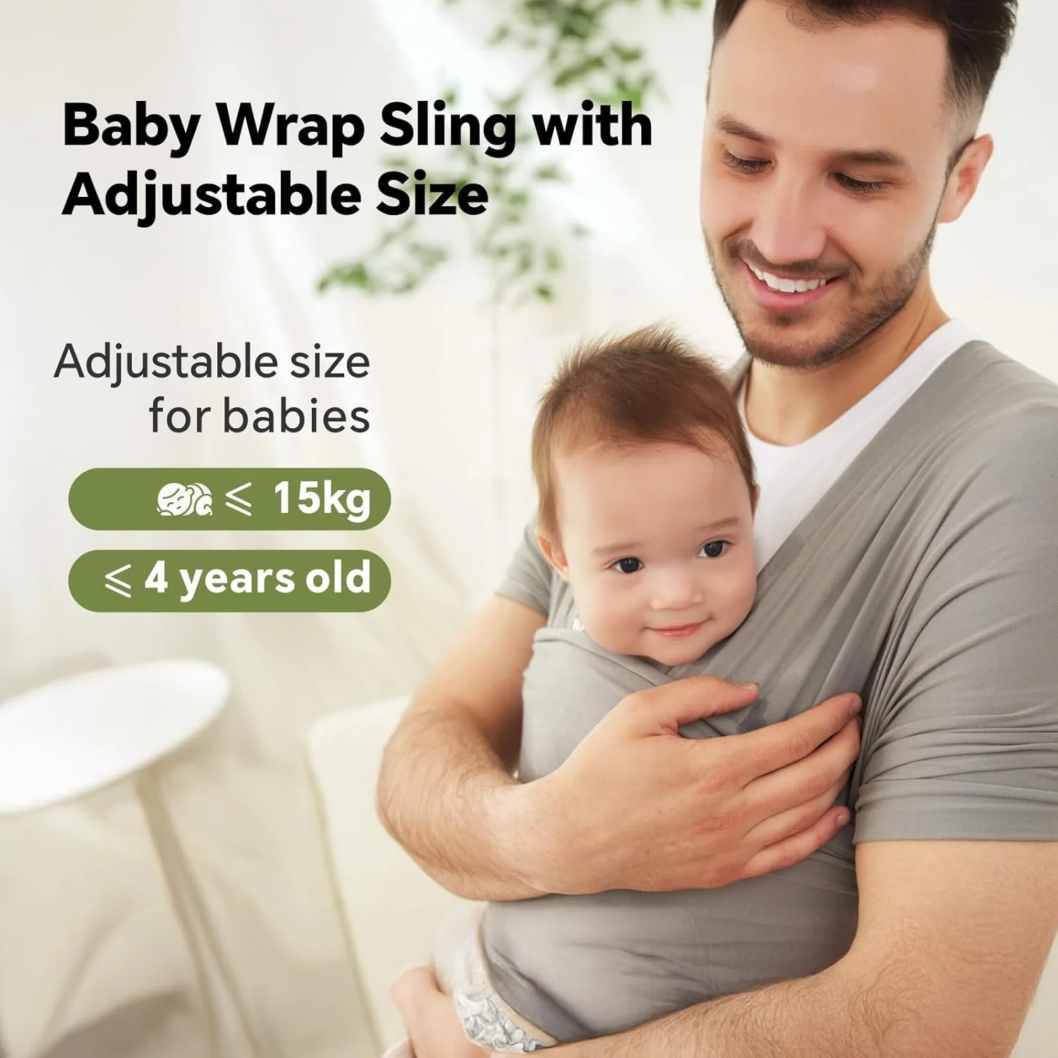 آغوشی نوزاد - آغوشی پارچه ای نوزاد برای همه - آغوشی نوزاد راحت و قابل تنفس با کاربردهای متنوع - آغوشی نوزاد برای آزاد کردن دست ها - آغوشی نوزاد برای نوزادان تازه متولد شده - خاکستری روشن