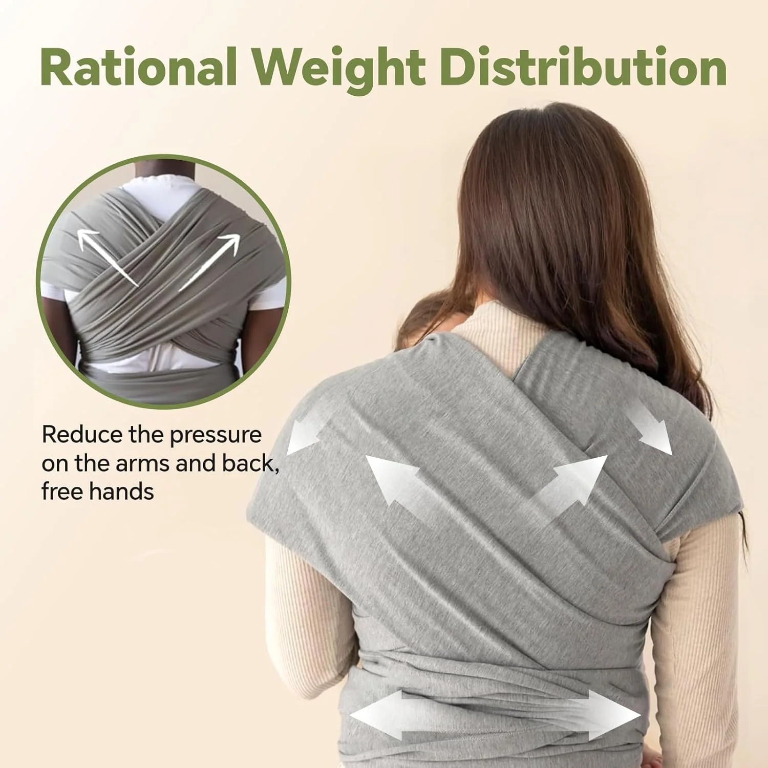 آغوشی نوزاد - آغوشی پارچه ای نوزاد برای همه - آغوشی نوزاد راحت و قابل تنفس با کاربردهای متنوع - آغوشی نوزاد برای آزاد کردن دست ها - آغوشی نوزاد برای نوزادان تازه متولد شده - خاکستری روشن