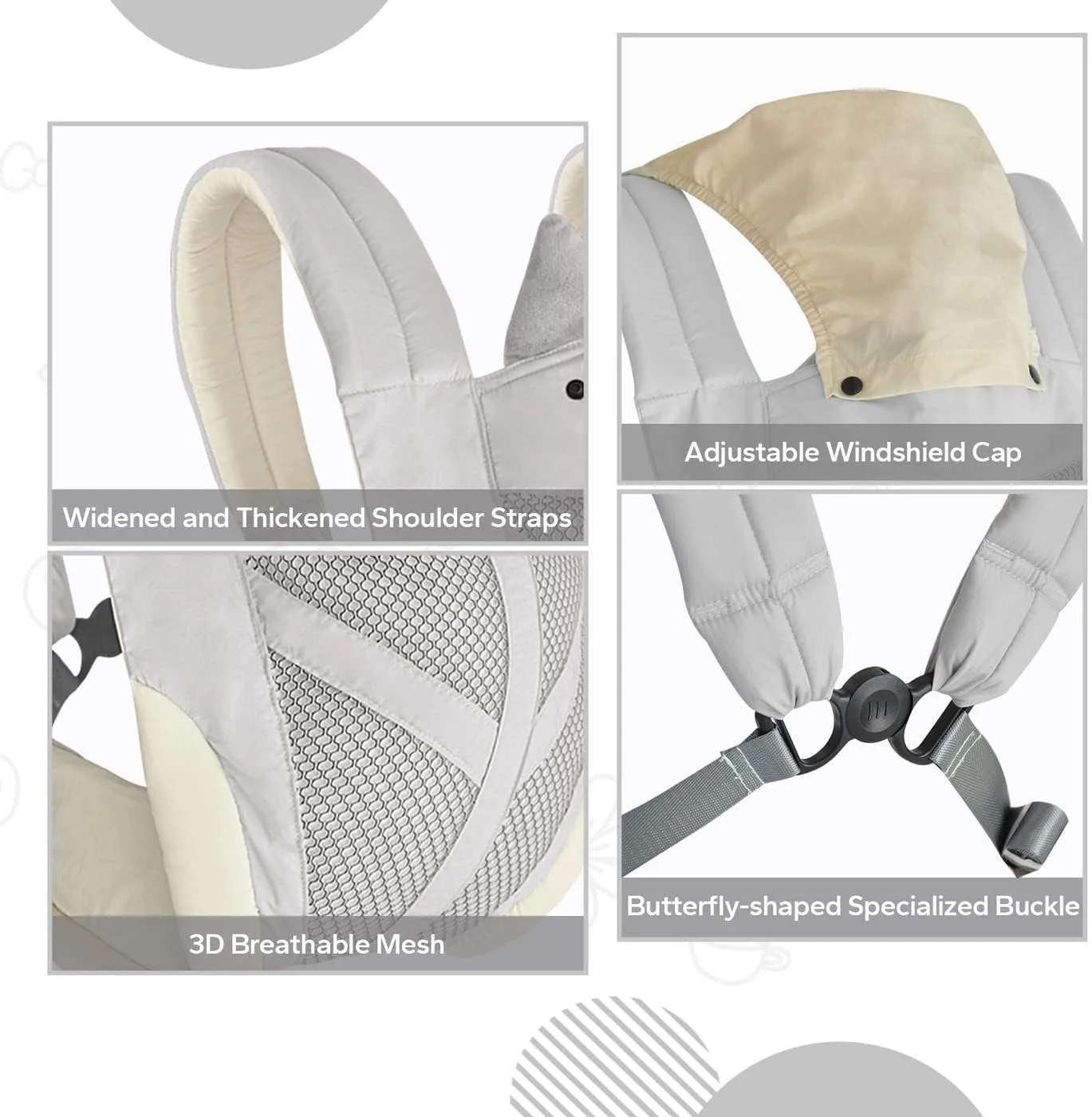 آغوشی نوزاد، آغوشی سبک وزن و ارگونومیک 4 در 1، آغوشی توری قابل تنظیم و تنفسی برای نوزادان 3-36 ماهه، نگهدارنده نوزاد رو به جلو و عقب برای مادر و پدر (خاکستری) آغوشی نوزاد، آغوشی سبک وزن و ارگونومیک 4 در 1، آغوشی توری قابل تنظیم و تنفسی برای نوزادان 3-36 ماهه، نگهدارنده نوزاد رو به جلو و عقب برای مادر و پدر (خاکستری)