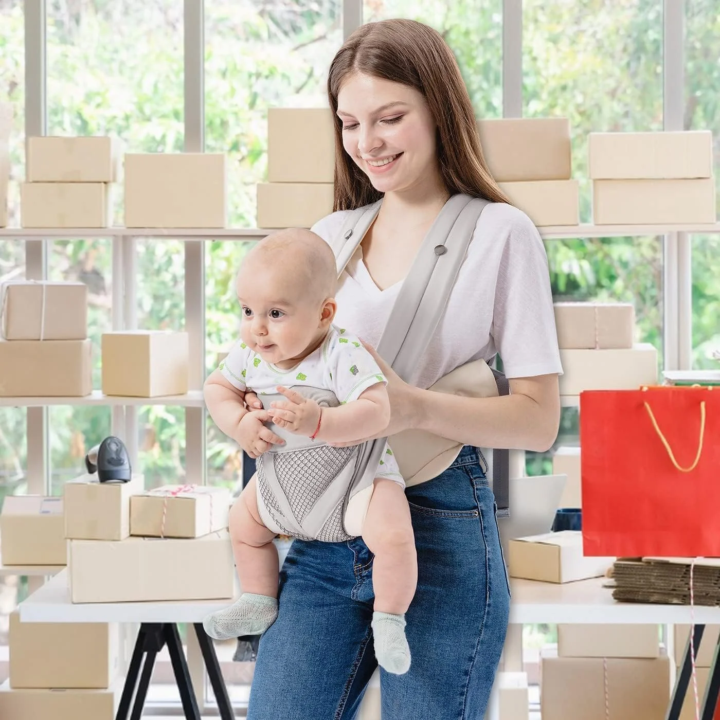 آغوشی نوزاد، آغوشی سبک وزن و ارگونومیک 4 در 1، آغوشی توری قابل تنظیم و تنفسی برای نوزادان 3-36 ماهه، نگهدارنده نوزاد رو به جلو و عقب برای مادر و پدر (خاکستری) آغوشی نوزاد، آغوشی سبک وزن و ارگونومیک 4 در 1، آغوشی توری قابل تنظیم و تنفسی برای نوزادان 3-36 ماهه، نگهدارنده نوزاد رو به جلو و عقب برای مادر و پدر (خاکستری)