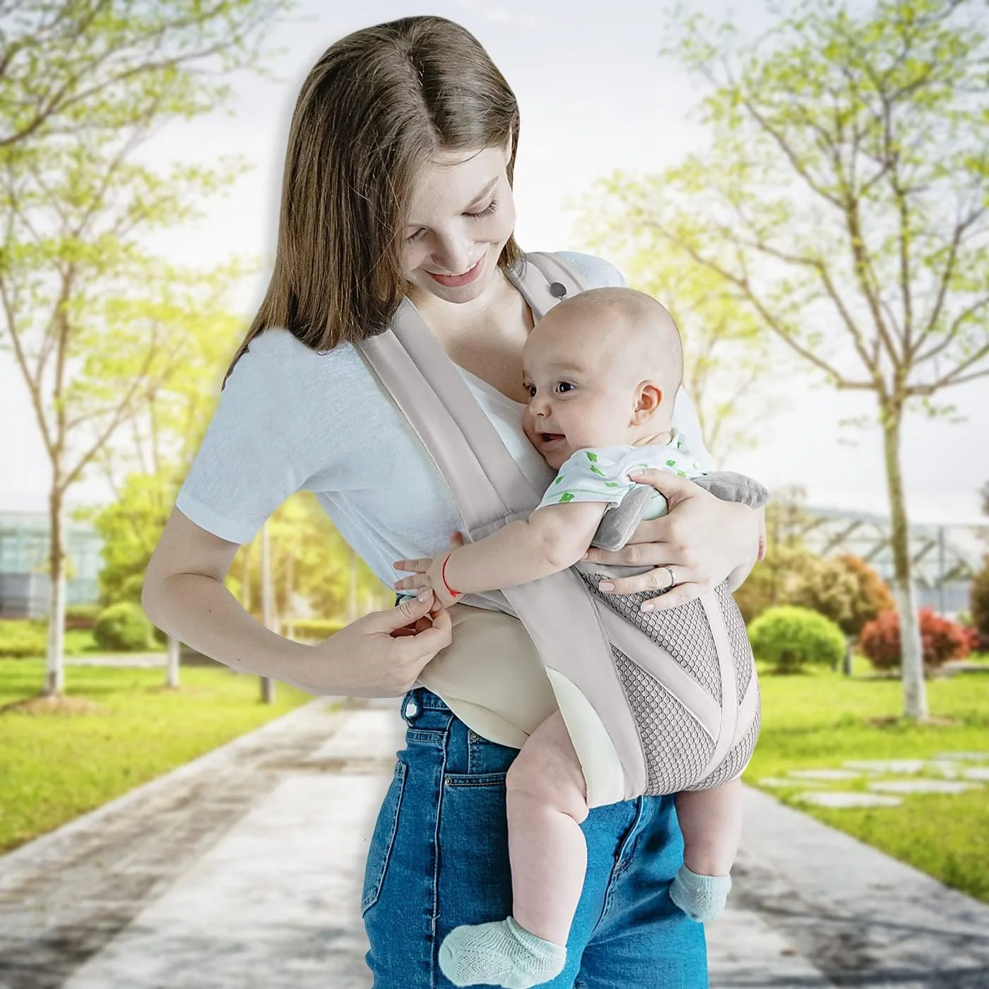 آغوشی نوزاد، آغوشی سبک وزن و ارگونومیک 4 در 1، آغوشی توری قابل تنظیم و تنفسی برای نوزادان 3-36 ماهه، نگهدارنده نوزاد رو به جلو و عقب برای مادر و پدر (خاکستری) آغوشی نوزاد، آغوشی سبک وزن و ارگونومیک 4 در 1، آغوشی توری قابل تنظیم و تنفسی برای نوزادان 3-36 ماهه، نگهدارنده نوزاد رو به جلو و عقب برای مادر و پدر (خاکستری)