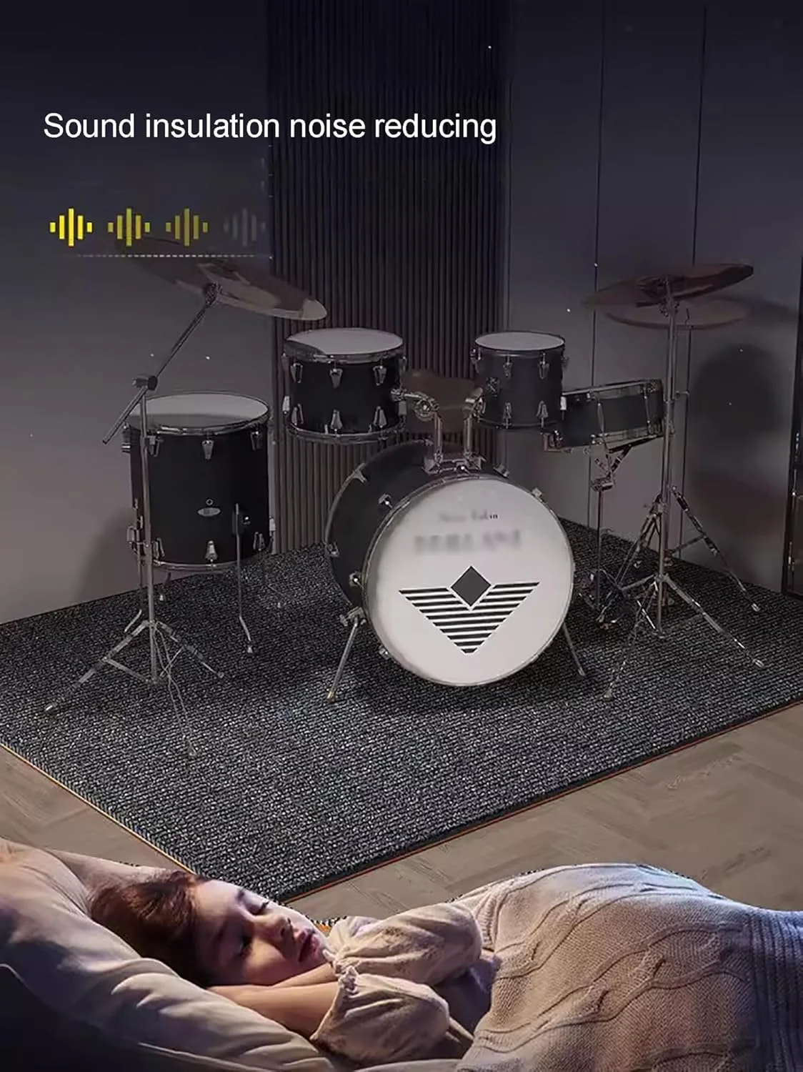 پد فرش ضد لغزش عایق صدا BESNUT، پد آکوستیک فرش ضخیم 6 میلی متری، تشک جاذب صدا فرش عایق صدا پیانو، فرش عایق صدا برای طناب زدن درام پیانو (رنگ: مشکی، اندازه: 80x120 سانتی متر)