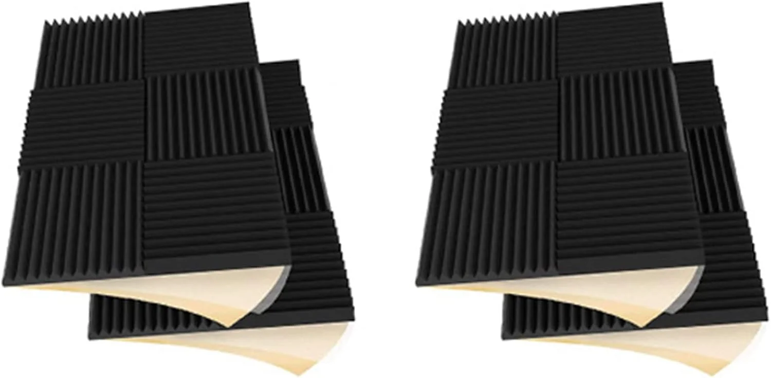 36 قطعه پنل فوم آکوستیک خود چسب، پنل فوم آکوستیک، پد عایق صدا، کاهش نویز، برای استودیو، خانه، دفتر کار