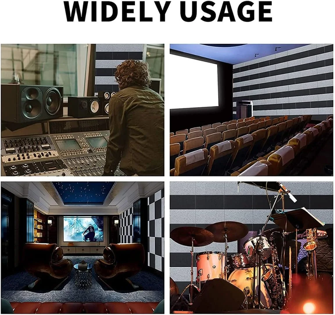 پنل های آکوستیک 9 عددی، فوم عایق صدا، پدهای مستطیلی کاهش نویز تزئینی عایق صدا، برای استودیو، خاکستری نقره ای