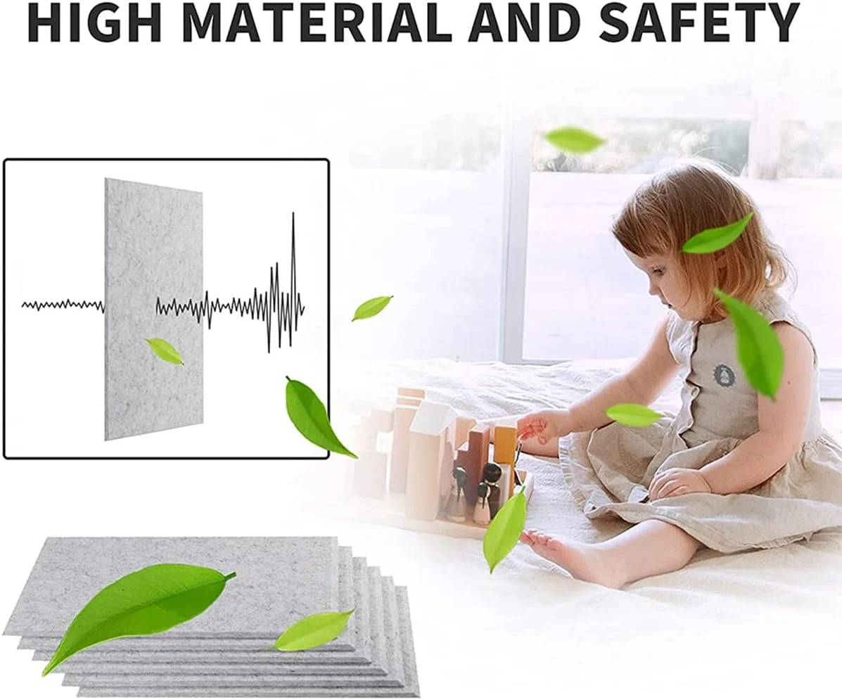 پنل های آکوستیک 9 عددی، فوم عایق صدا، پدهای مستطیلی کاهش نویز تزئینی عایق صدا، برای استودیو، خاکستری نقره ای