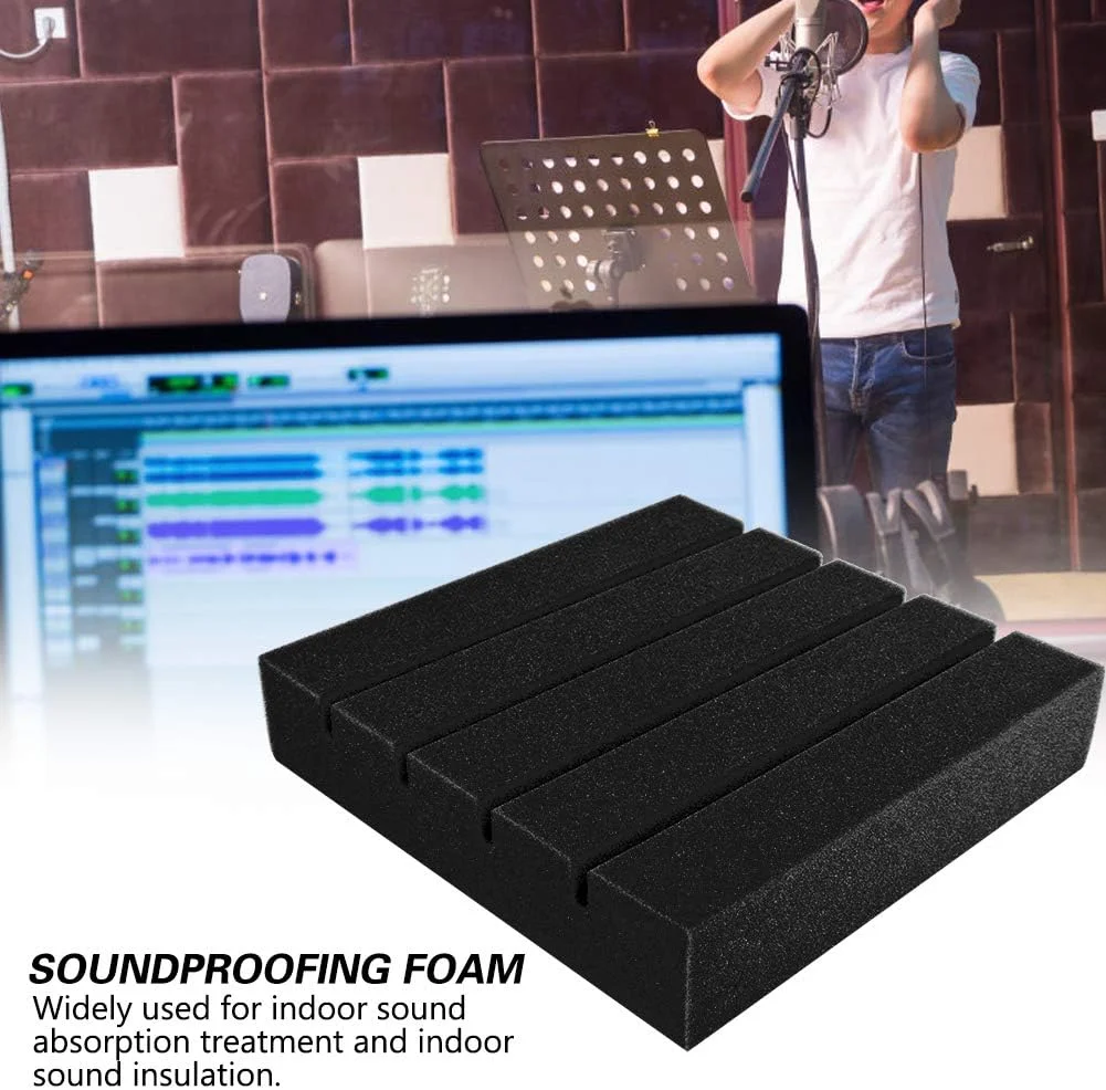 TOYGG 6 Pcs Acoustic Foam Panels,Sponge Sound-Absorbing Foam Sound Proofing Foam Pads for Piano Room Recording Studio - Black