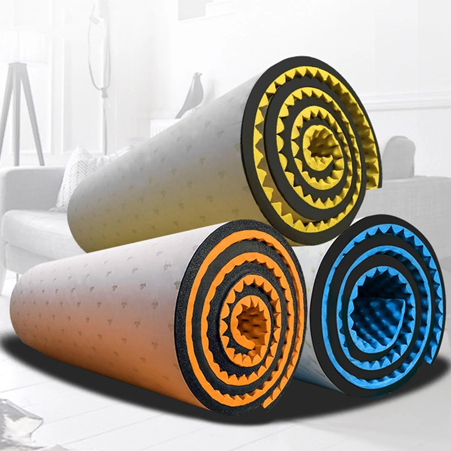 پد فوم با قابلیت ارتجاعی بالا و عایق صدا، خود چسب برای پنل های فوم ضد برخورد دیوار سالن ورزشی، فوم جاذب صدا و عایق حرارت، نارنجی - 5 سانتی متر