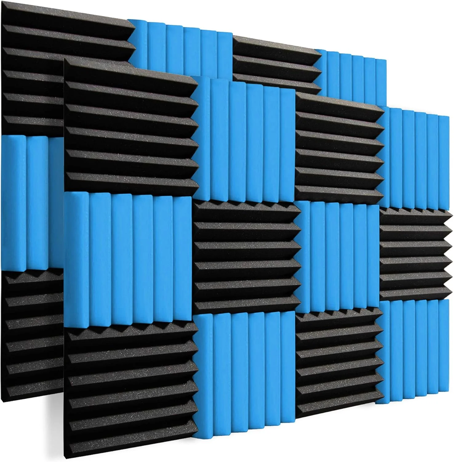 24 Pack 2"x12"x12" Soundproofing Acoustic Foam Fireproof Studio Sound Absorption Pyramid Treatment High Density Wall Padding Foam Wedge Tiles Sound Blocking/Absorbing/Noise Dampening Foam (Black&blue) 24 Pack 2"x12"x12" Soundproofing Acoustic Foam Fireproof Studio Sound Absorption Pyramid Treatment High Density Wall Padding Foam Wedge Tiles Sound Blocking/Absorbing/Noise Dampening Foam (Black&blue)
