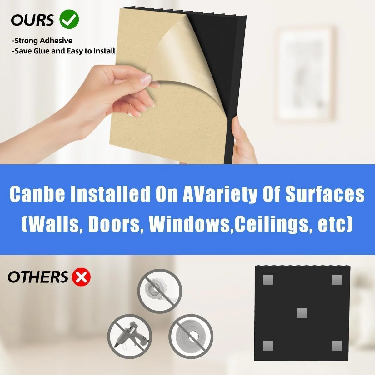 48 Pack Self-adhesive Sound Proof Foam Panels for Walls 12" x 12" x 1" Acoustic Panels 30kg/m3 High Density Soundproof Wall Panels, Sound Proof Panels for Walls Absorbs and Reduces Sound 48 Pack Self-adhesive Sound Proof Foam Panels for Walls 12" x 12" x 1" Acoustic Panels 30kg/m3 High Density Soundproof Wall Panels, Sound Proof Panels for Walls Absorbs and Reduces Sound