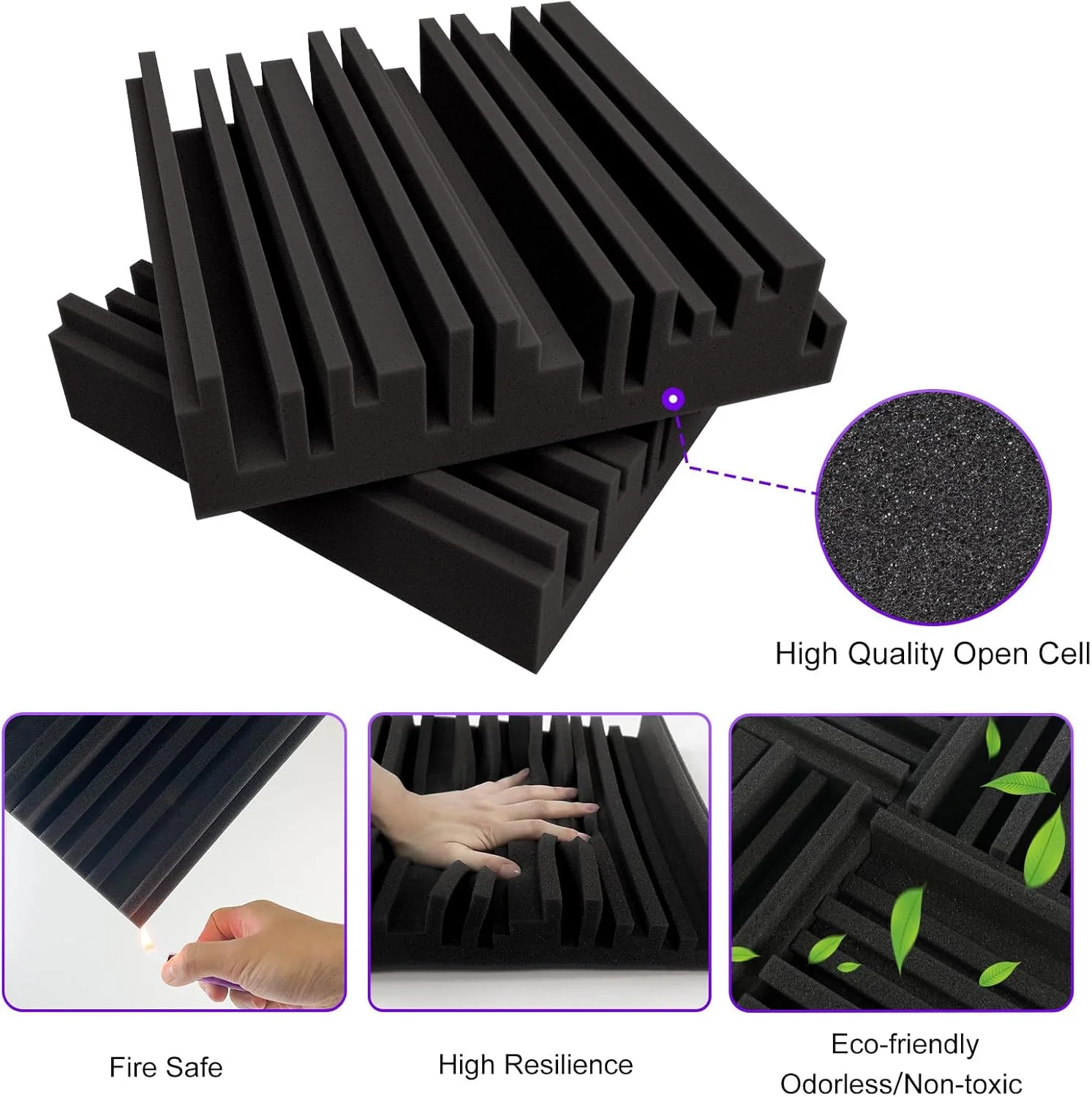 TroyStudio Self-adhesive Acoustic Foam Panels, 12 X 12 X 2 Inches 18 Pcs Broadband Sound Absorbing Foam, Dense Soundproof Padding Tile, Recording Studio Foam Absorber, Groove Decorative 3D Wall Panel TroyStudio Self-adhesive Acoustic Foam Panels, 12 X 12 X 2 Inches 18 Pcs Broadband Sound Absorbing Foam, Dense Soundproof Padding Tile, Recording Studio Foam Absorber, Groove Decorative 3D Wall Panel