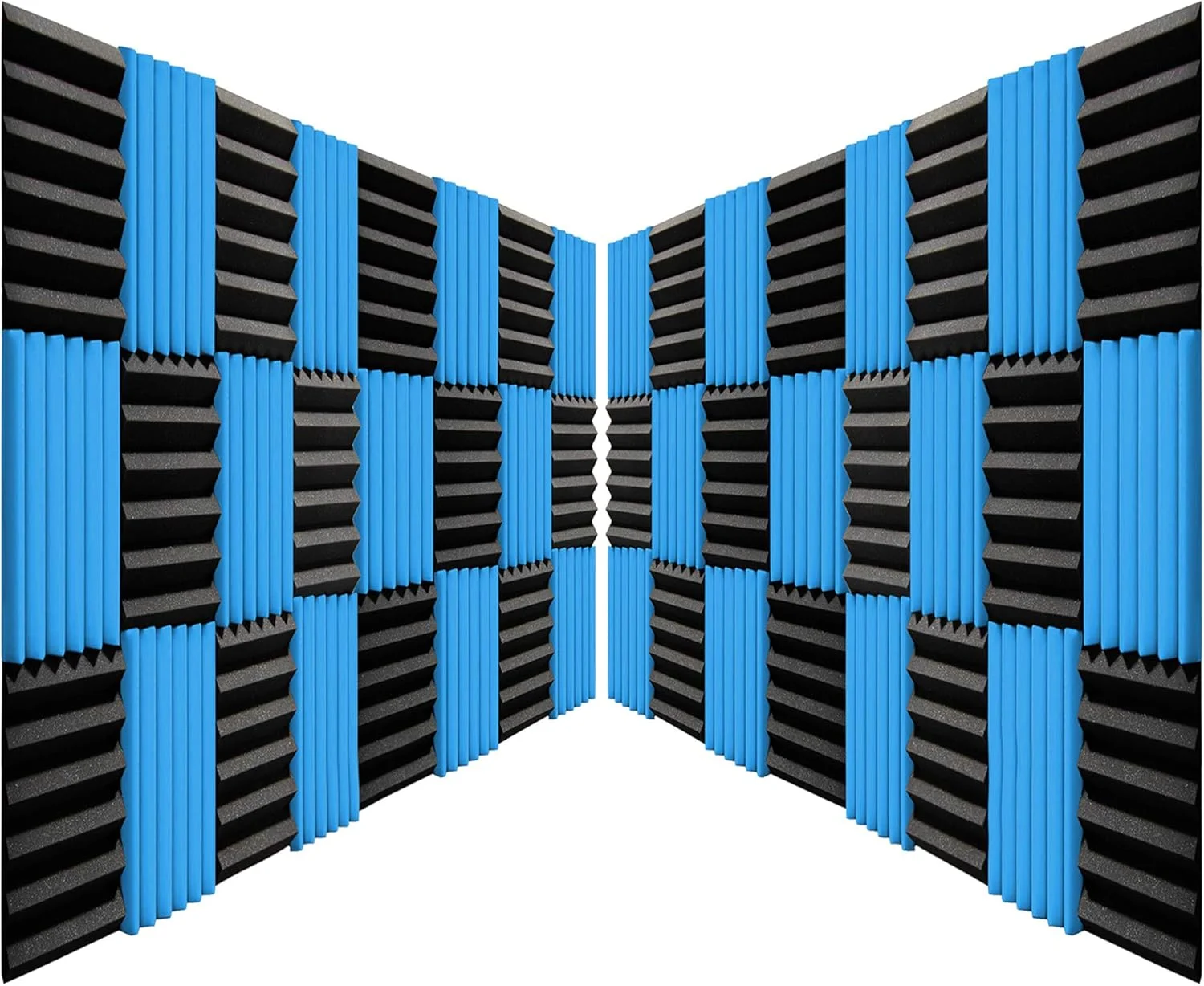 24 Pack 2"x12"x12" Soundproofing Acoustic Foam Fireproof Studio Sound Absorption Pyramid Treatment High Density Wall Padding Foam Wedge Tiles Sound Blocking/Absorbing/Noise Dampening Foam (Black&blue) 24 Pack 2"x12"x12" Soundproofing Acoustic Foam Fireproof Studio Sound Absorption Pyramid Treatment High Density Wall Padding Foam Wedge Tiles Sound Blocking/Absorbing/Noise Dampening Foam (Black&blue)