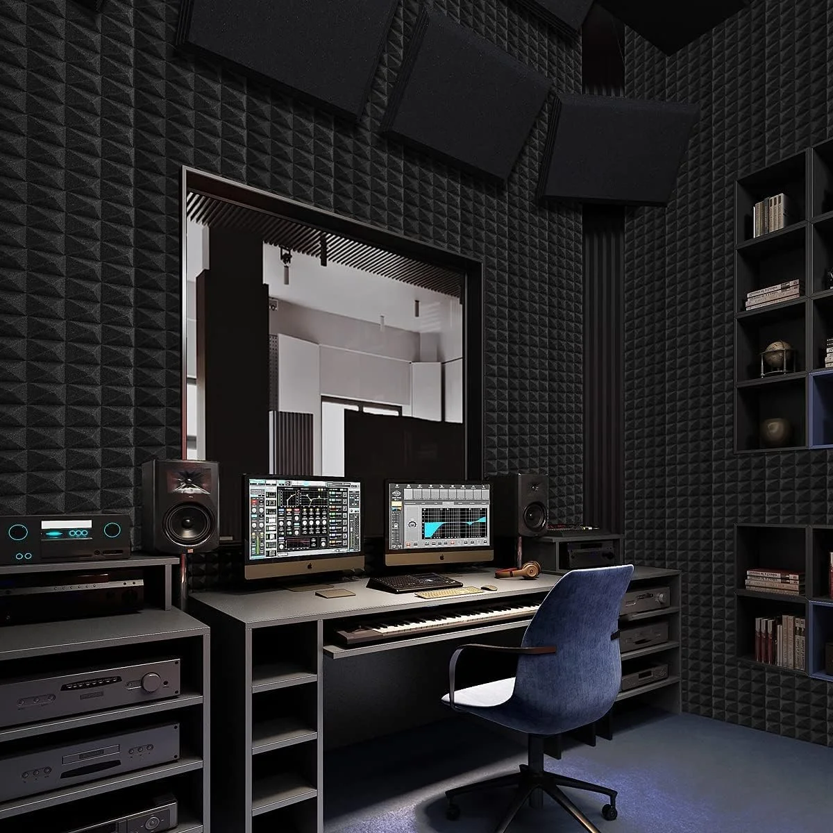 YGM Acoustic Foams® Pyramid Acoustic Panels 12" X 12" X 2", 50 Kg/m³ High Density Premium Grade Studio Noise, Echo Reduction and Absorption, 3D Structure (Charcoal Black) (Set of 50) YGM Acoustic Foams® Pyramid Acoustic Panels 12" X 12" X 2", 50 Kg/m³ High Density Premium Grade Studio Noise, Echo Reduction and Absorption, 3D Structure (Charcoal Black) (Set of 50)