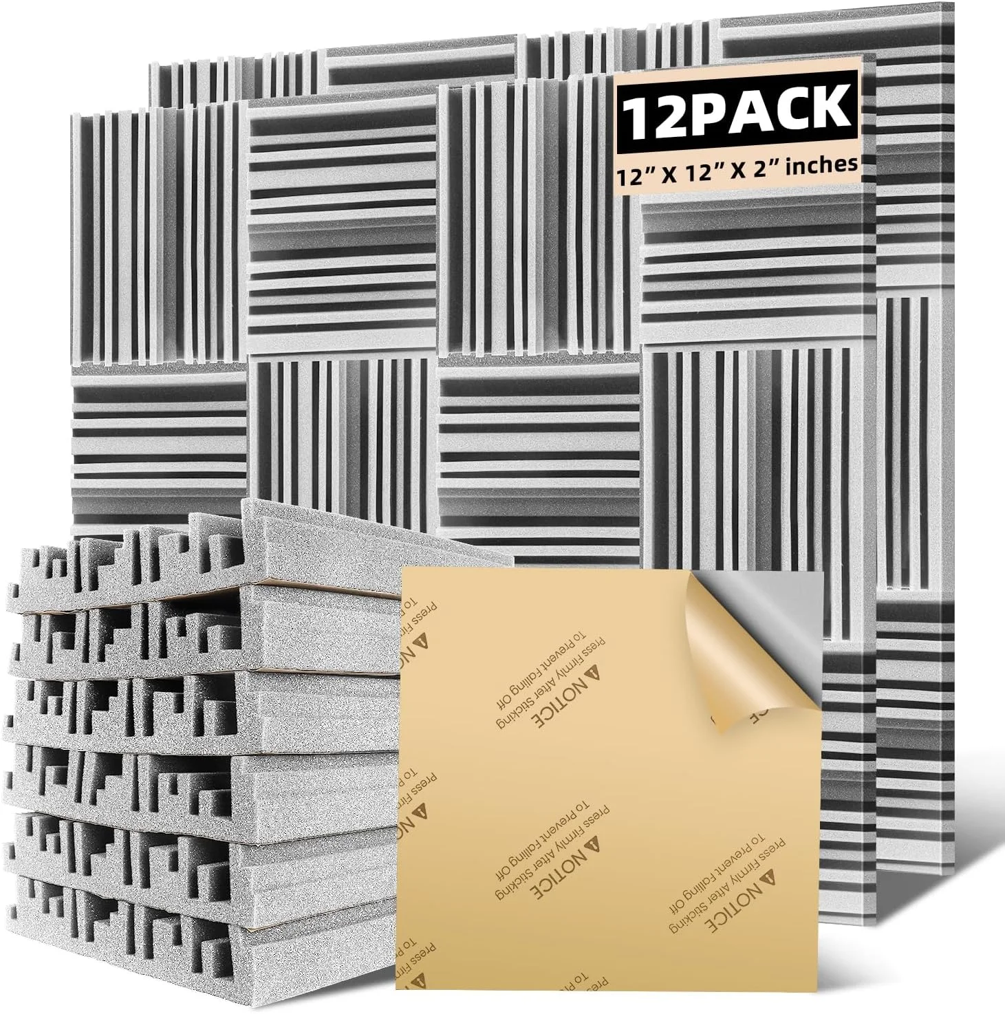 پنل های فوم آکوستیک، پنل های جاذب صدا خود چسب، 12 X 12 X 2 اینچ پنبه بلوک جاذب صدا با چگالی بالا و حذف نویز برای ضبط استودیو، دفتر و خانه (بسته 12 عددی، خاکستری) پنل های فوم آکوستیک، پنل های جاذب صدا خود چسب، 12 X 12 X 2 اینچ پنبه بلوک جاذب صدا با چگالی بالا و حذف نویز برای ضبط استودیو، دفتر و خانه (بسته 12 عددی، خاکستری)