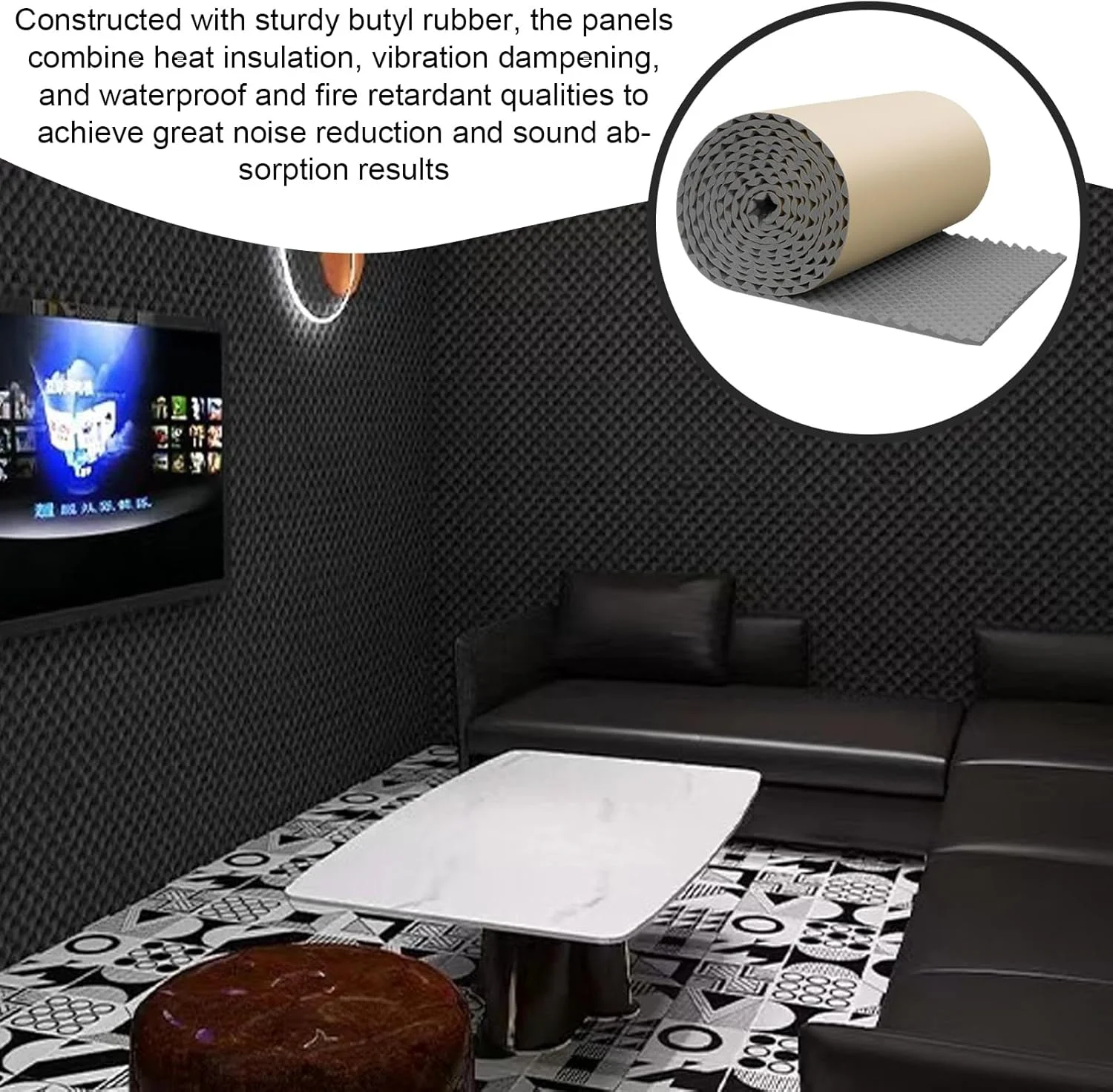Sound Proof Panels - Sound Absorbing Foam - Acoustic Pad with Adhesive Backing Dampening Noise Reduction for Interior Studio Apartment Car Sound Proof Panels - Sound Absorbing Foam - Acoustic Pad with Adhesive Backing Dampening Noise Reduction for Interior Studio Apartment Car