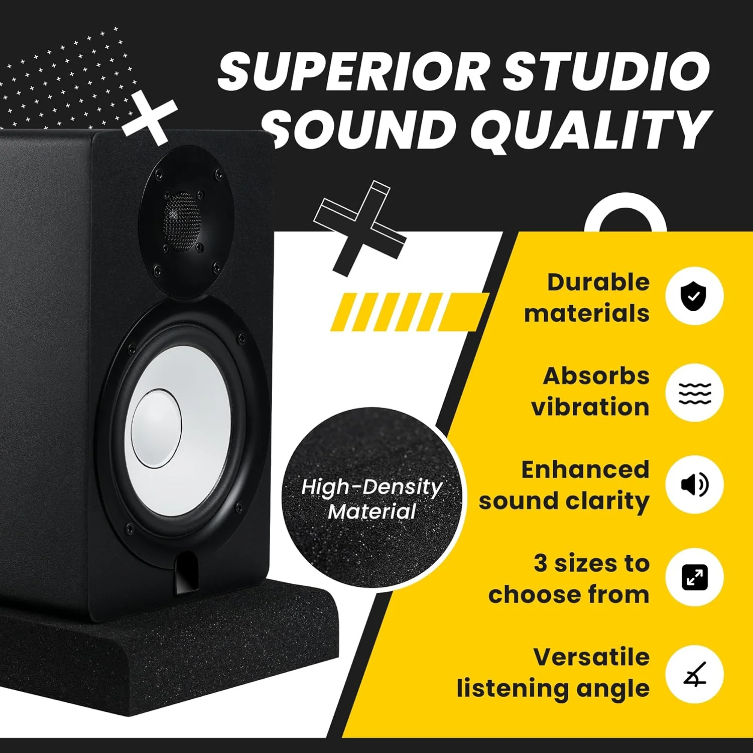 پدهای ایزوله مانیتور استودیویی Sound Addicted برای مانیتورهای 5 اینچی، یک جفت فوم آکوستیک با چگالی بالا که با اکثر پایه های بلندگو سازگار است | SMPad 5 پدهای ایزوله مانیتور استودیویی Sound Addicted برای مانیتورهای 5 اینچی، یک جفت فوم آکوستیک با چگالی بالا که با اکثر پایه های بلندگو سازگار است | SMPad 5