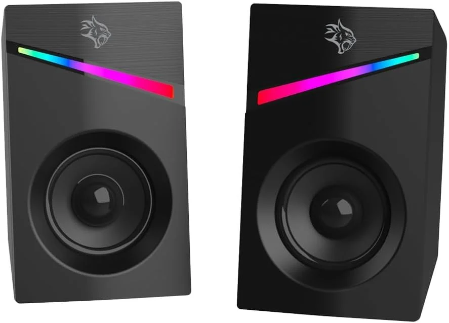 اسپیکر گیمینگ سیم دار Porodo با طول 1.1 متر و نورپردازی RGB - مشکی