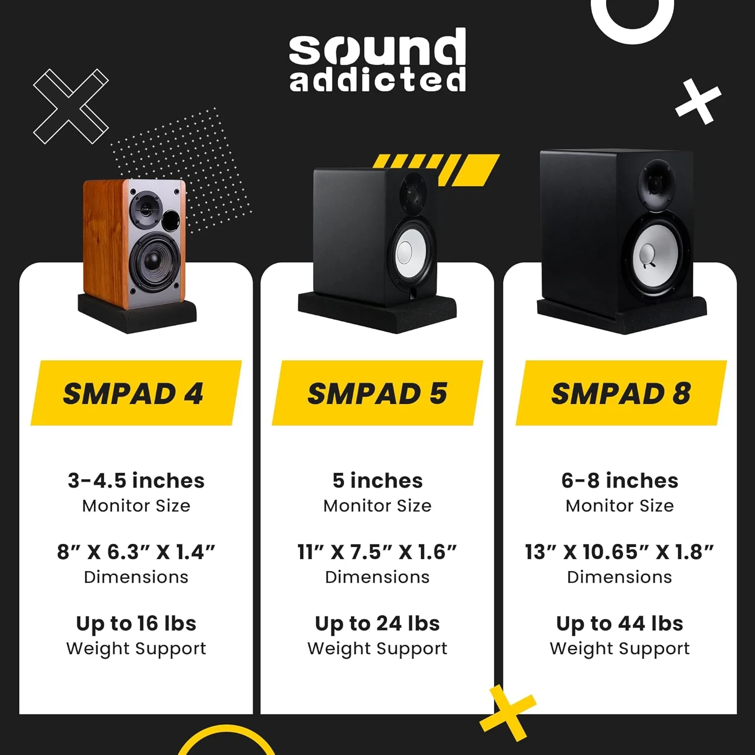 پدهای ایزوله مانیتور استودیویی Sound Addicted برای مانیتورهای 5 اینچی، یک جفت فوم آکوستیک با چگالی بالا که با اکثر پایه های بلندگو سازگار است | SMPad 5 پدهای ایزوله مانیتور استودیویی Sound Addicted برای مانیتورهای 5 اینچی، یک جفت فوم آکوستیک با چگالی بالا که با اکثر پایه های بلندگو سازگار است | SMPad 5