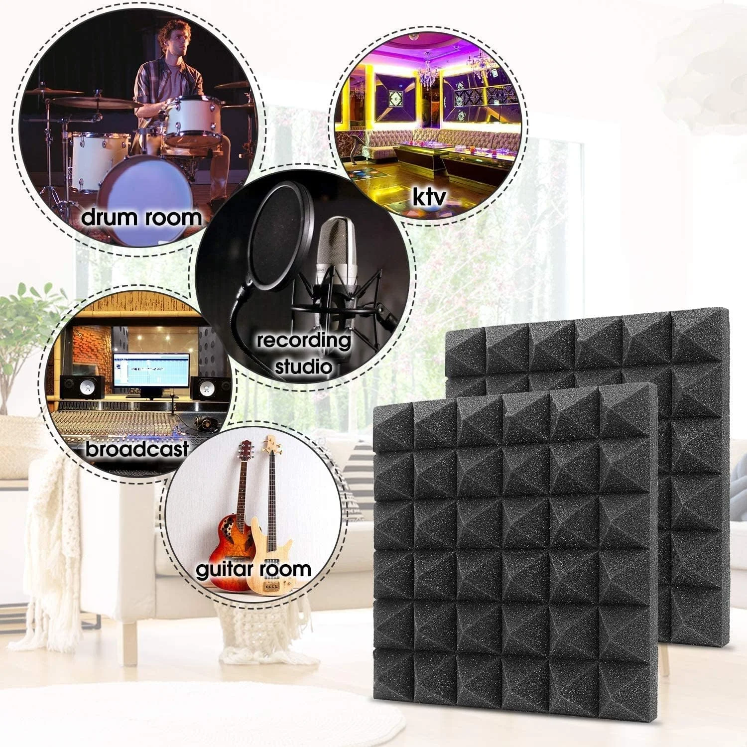 فوم آکوستیک هرمی YGM Acoustic Foams®، مجموعه 9 عددی، 30x30x5 سانتیمتر، دانسیته 50 کیلوگرم بر متر مکعب، پنلهای عایق صدا استودیو، ساختار سه بعدی (سفید مهتابی) فوم آکوستیک هرمی YGM Acoustic Foams®، مجموعه 9 عددی، 30x30x5 سانتیمتر، دانسیته 50 کیلوگرم بر متر مکعب، پنلهای عایق صدا استودیو، ساختار سه بعدی (سفید مهتابی)