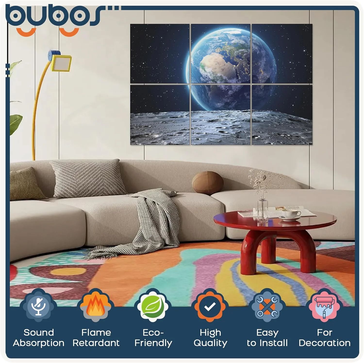 پنل های آکوستیک هنری Bubos، پنل دیواری آکوستیک ممتاز 183x122 سانتی متر، شامل چسب، پنل تزئینی جذب صدا برای دیوارها، تصفیه آکوستیک استودیو. پنل دیواری ضد صدا، 6 عددی، Earth پنل های آکوستیک هنری Bubos، پنل دیواری آکوستیک ممتاز 183x122 سانتی متر، شامل چسب، پنل تزئینی جذب صدا برای دیوارها، تصفیه آکوستیک استودیو. پنل دیواری ضد صدا، 6 عددی، Earth