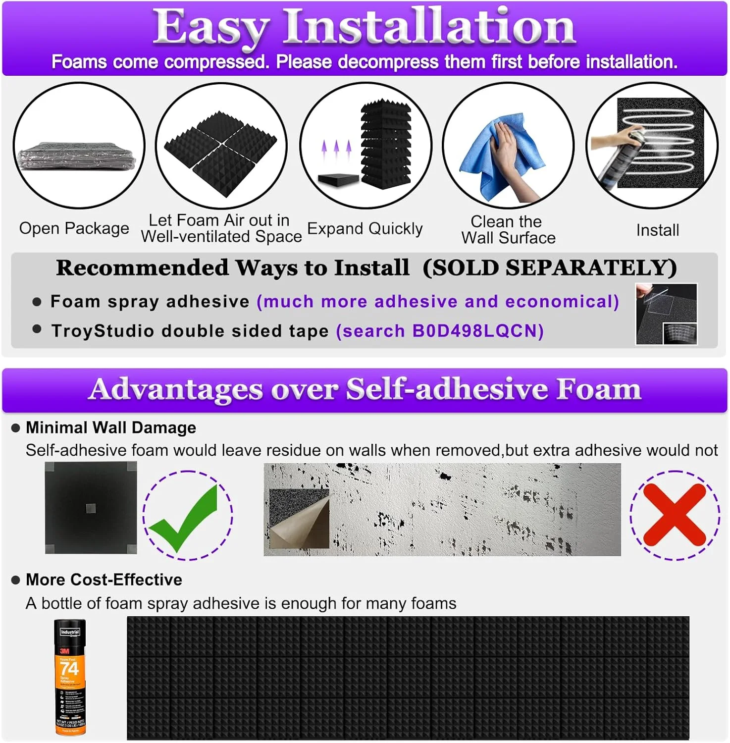 پنل های آکوستیک ضخیم TroyStudio، 30x30x7.5 سانتی متر، 4 عدد، جذب صدای باند پهن، پد عایق صدا متراکم، فوم جاذب استودیوی ضبط، پنل سه بعدی تزئینی دیواری سقفی هرمی پنل های آکوستیک ضخیم TroyStudio، 30x30x7.5 سانتی متر، 4 عدد، جذب صدای باند پهن، پد عایق صدا متراکم، فوم جاذب استودیوی ضبط، پنل سه بعدی تزئینی دیواری سقفی هرمی