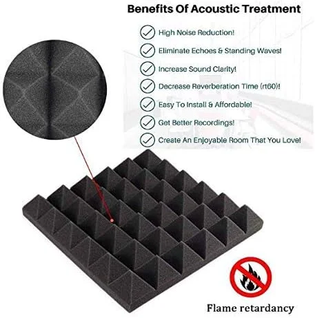 فوم آکوستیک هرمی YGM Acoustic Foams®، 30x30x5 سانتیمتر، تراکم 38 کیلوگرم بر متر مکعب، درجه ممتاز، کاهش و جذب نویز و اکو استودیو، ساختار سه بعدی (مشکی زغالی) (مجموعه 4 عددی) فوم آکوستیک هرمی YGM Acoustic Foams®، 30x30x5 سانتیمتر، تراکم 38 کیلوگرم بر متر مکعب، درجه ممتاز، کاهش و جذب نویز و اکو استودیو، ساختار سه بعدی (مشکی زغالی) (مجموعه 4 عددی)