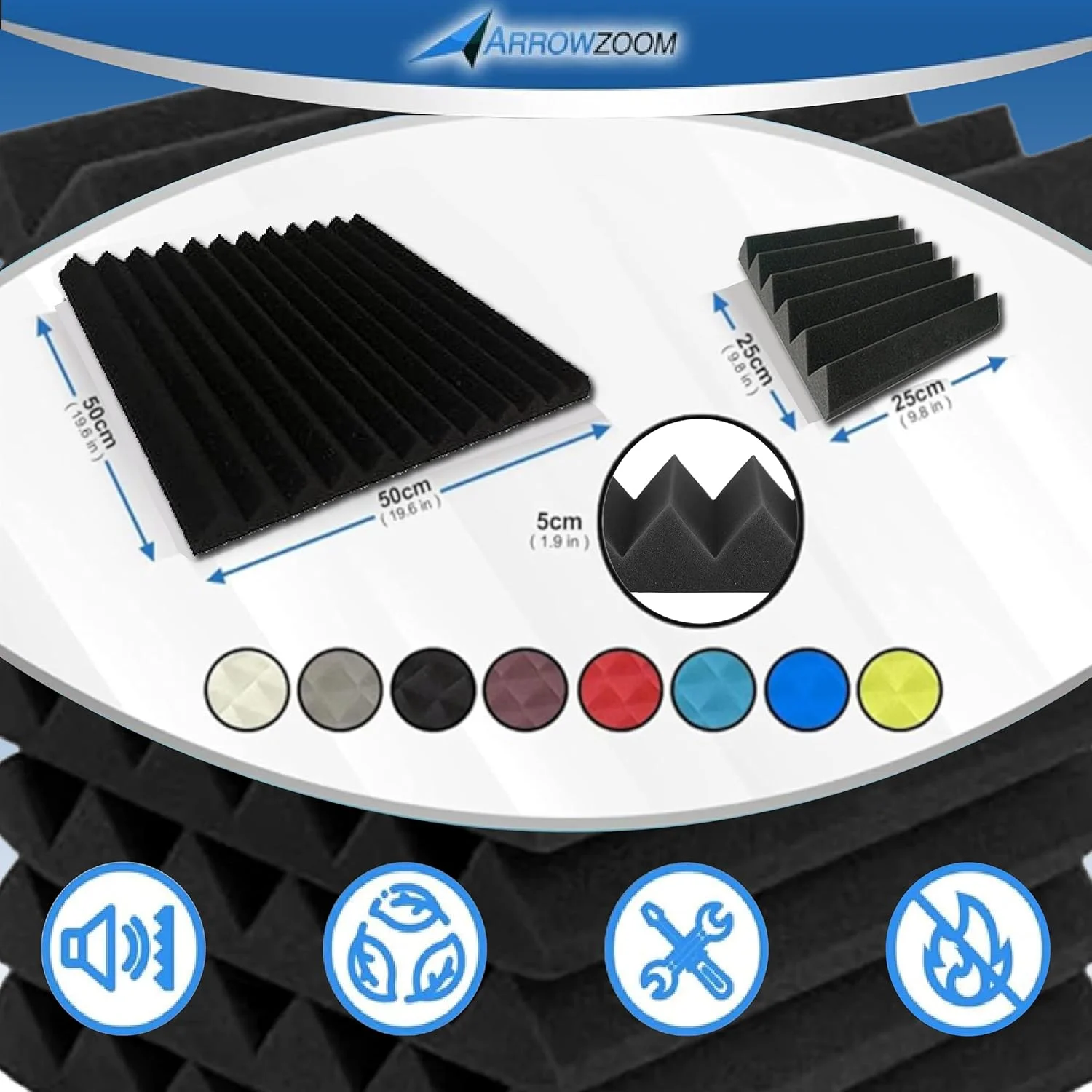 پنل های آکوستیک Arrowzoom، 24 عدد پنل جاذب صدا، تایل های آکوستیک 25x25x5 سانتی متر، عایق صدا برای استودیو، فوم متراکم 26 کیلوگرم بر متر مکعب برای دیوارهای آکوستیک، فوم ضد حریق، 1134 سفید پنل های آکوستیک Arrowzoom، 24 عدد پنل جاذب صدا، تایل های آکوستیک 25x25x5 سانتی متر، عایق صدا برای استودیو، فوم متراکم 26 کیلوگرم بر متر مکعب برای دیوارهای آکوستیک، فوم ضد حریق، 1134 سفید