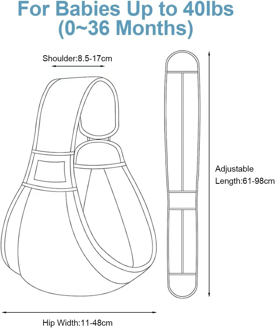 آغوشی نوزاد تک شانه قابل تنظیم برای نوزاد، آغوشی کم وزن و توری تنفسی برای حمل نوزاد، مناسب برای نوزادان دختر و پسر از بدو تولد تا نوپا 2.7 تا 18 کیلوگرم
