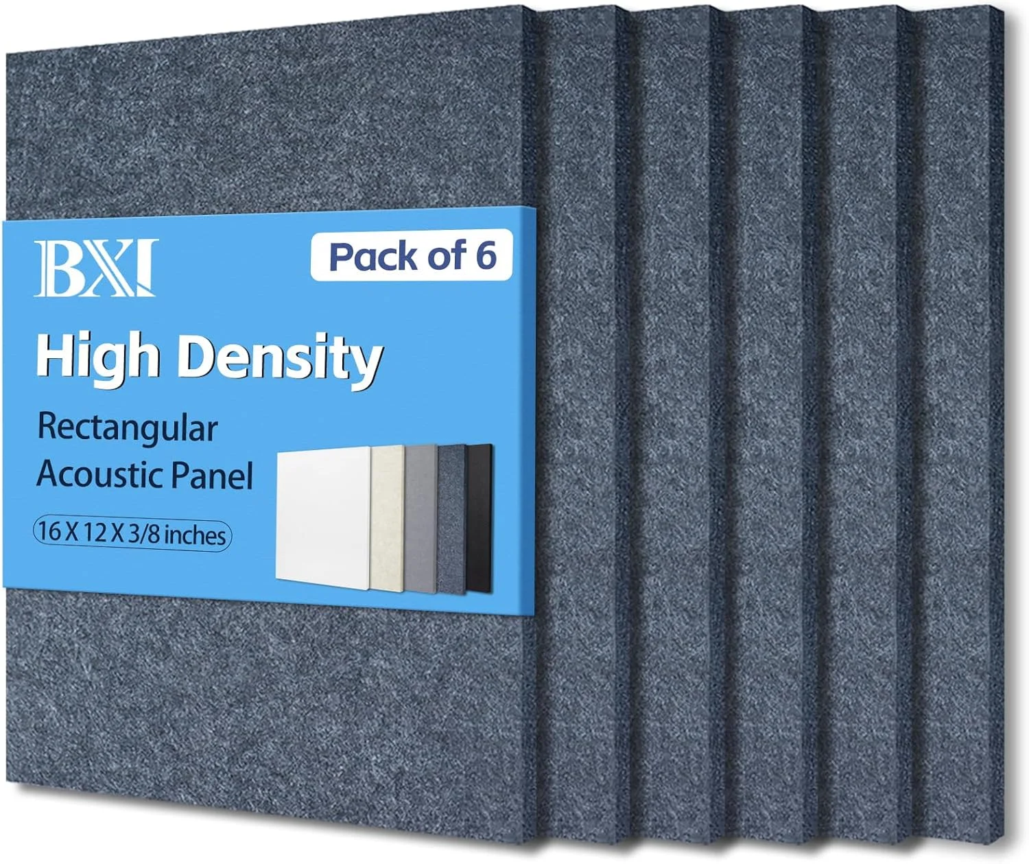 پنل جاذب صدا BXI - بسته 6 عددی 40x30x1 سانتی متر، پنل های آکوستیک با چگالی بالا، پنل های جاذب صدا کاهش دهنده اکو و پژواک، پنل های آکوستیک قابل نصب برای دیوار و سقف