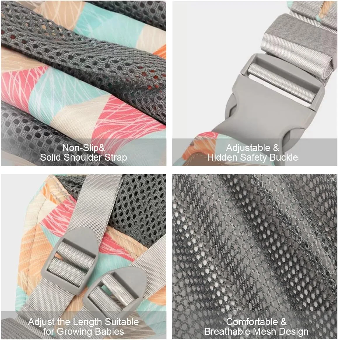 آغوشی نوزاد تک شانه قابل تنظیم برای نوزاد، آغوشی کم وزن و توری تنفسی برای حمل نوزاد، مناسب برای نوزادان دختر و پسر از بدو تولد تا نوپا 2.7 تا 18 کیلوگرم