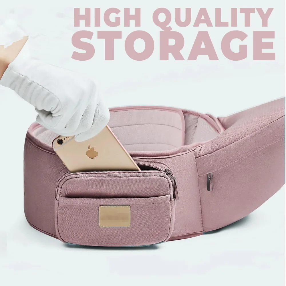 آغوشی نوزاد و صندلی کمری کودک AMERTEER برای نوزاد تا نوپا، آغوشی کمری و نگهدارنده کودک ارگونومیک 6 در 1، کوله پشتی قابل تنظیم نوزاد برای پیاده روی، خرید، مسافرت و پیاده روی، توری تنفسی (صورتی)