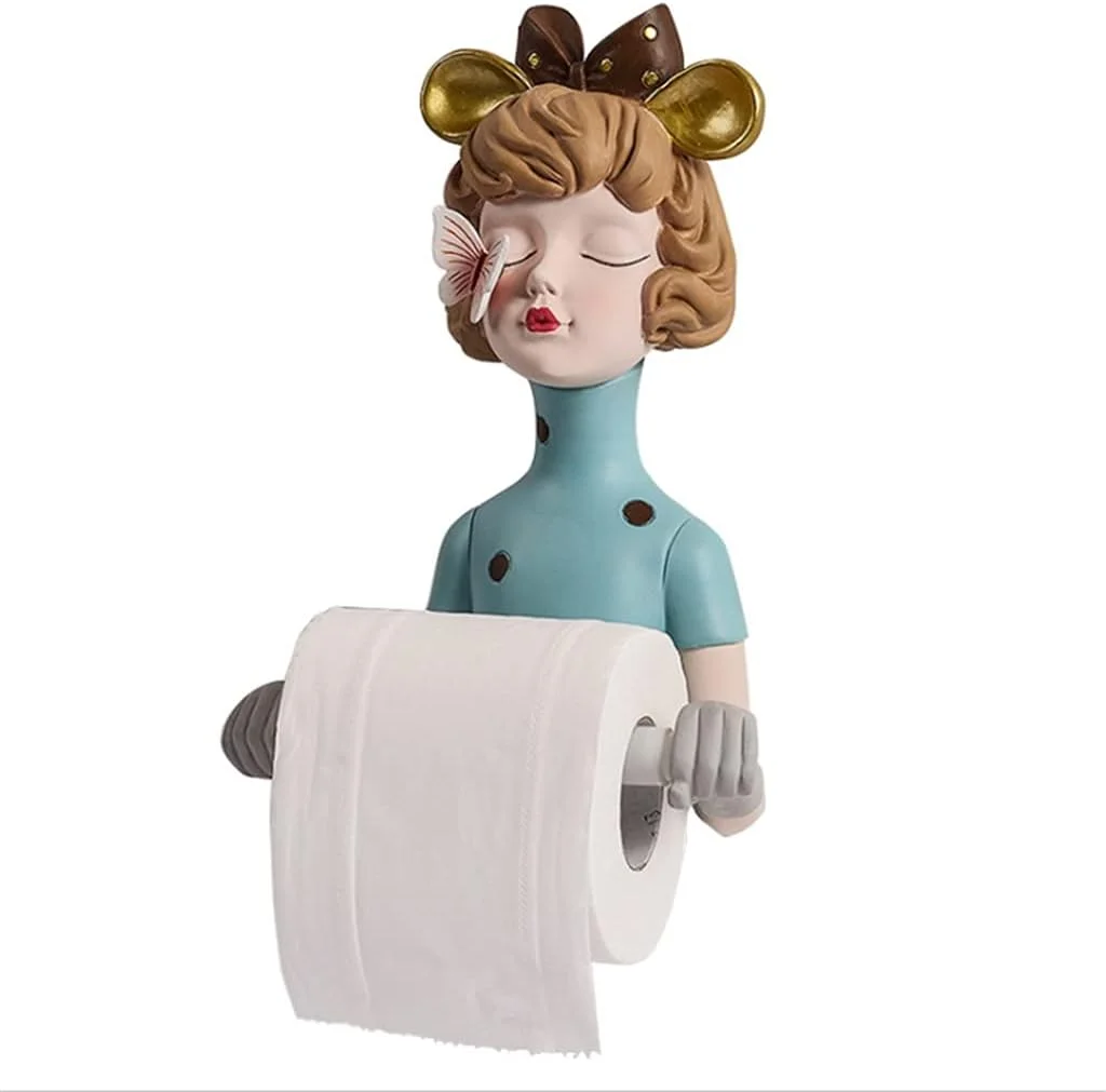 WXYZABC جا دستمال کاغذی دخترانه خلاقانه نوردیک، پخش کننده دستمال کاغذی رولی رزینی، دکوری حمام، حوله، دکوراسیون منزل