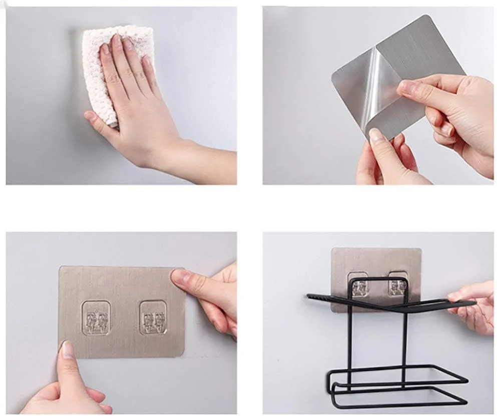 جا دستمال کاغذی چسبی Wosta با قفسه تلفن، استیل ضد زنگ SUS 304، نصب دیواری، مقاوم در برابر زنگ زدگی و مناسب برای حمام، دارای قفسه - مشکی