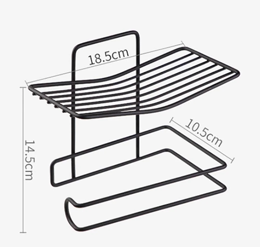 جا دستمال کاغذی چسبی Wosta با قفسه تلفن، استیل ضد زنگ SUS 304، نصب دیواری، مقاوم در برابر زنگ زدگی و مناسب برای حمام، دارای قفسه - مشکی