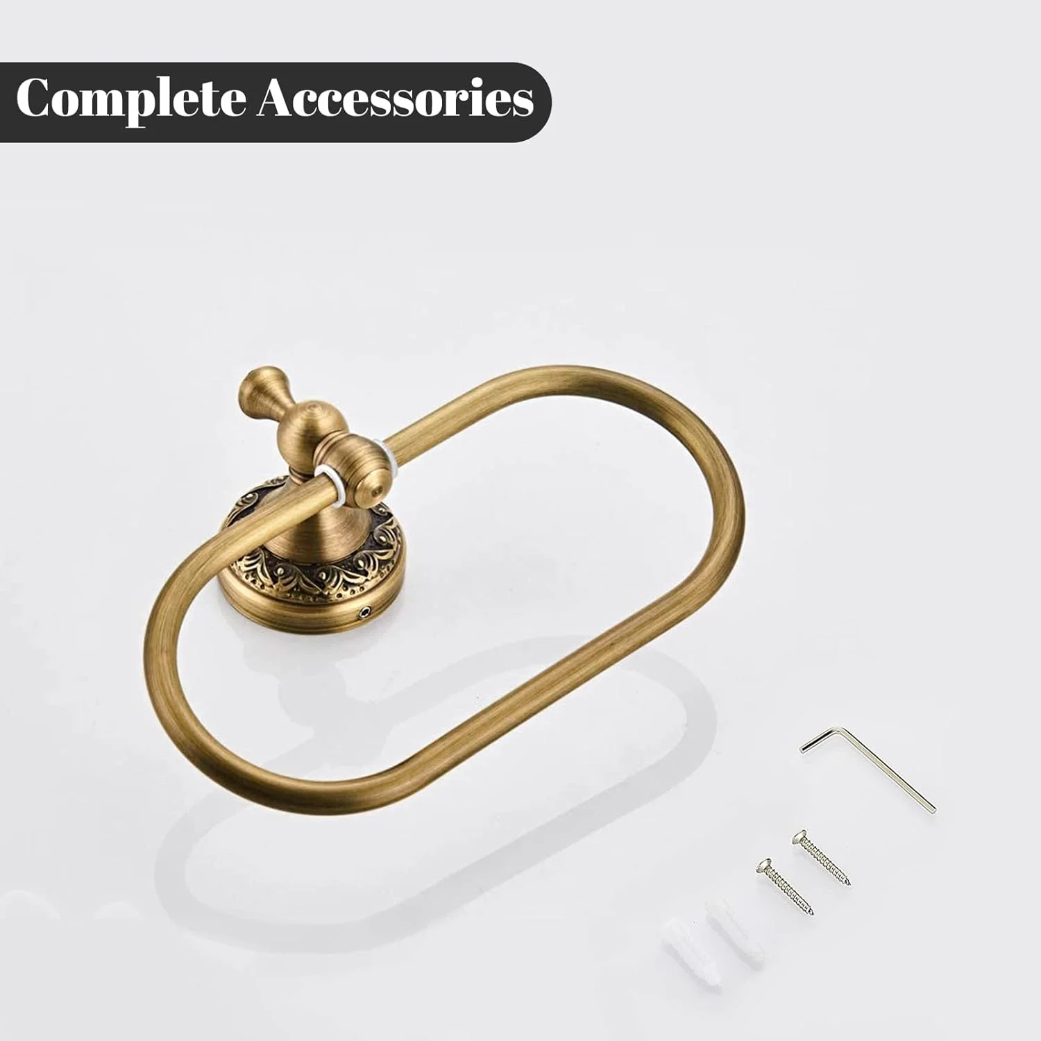 جا دستمال کاغذی برنجی WOLIBEER، حلقه حوله عتیقه، آویز نگهدارنده حوله دستی بیضی شکل، لوازم جانبی دستمال توالت، نصب شده روی دیوار، طرح قدیمی، 2 تکه جا دستمال کاغذی برنجی WOLIBEER، حلقه حوله عتیقه، آویز نگهدارنده حوله دستی بیضی شکل، لوازم جانبی دستمال توالت، نصب شده روی دیوار، طرح قدیمی، 2 تکه