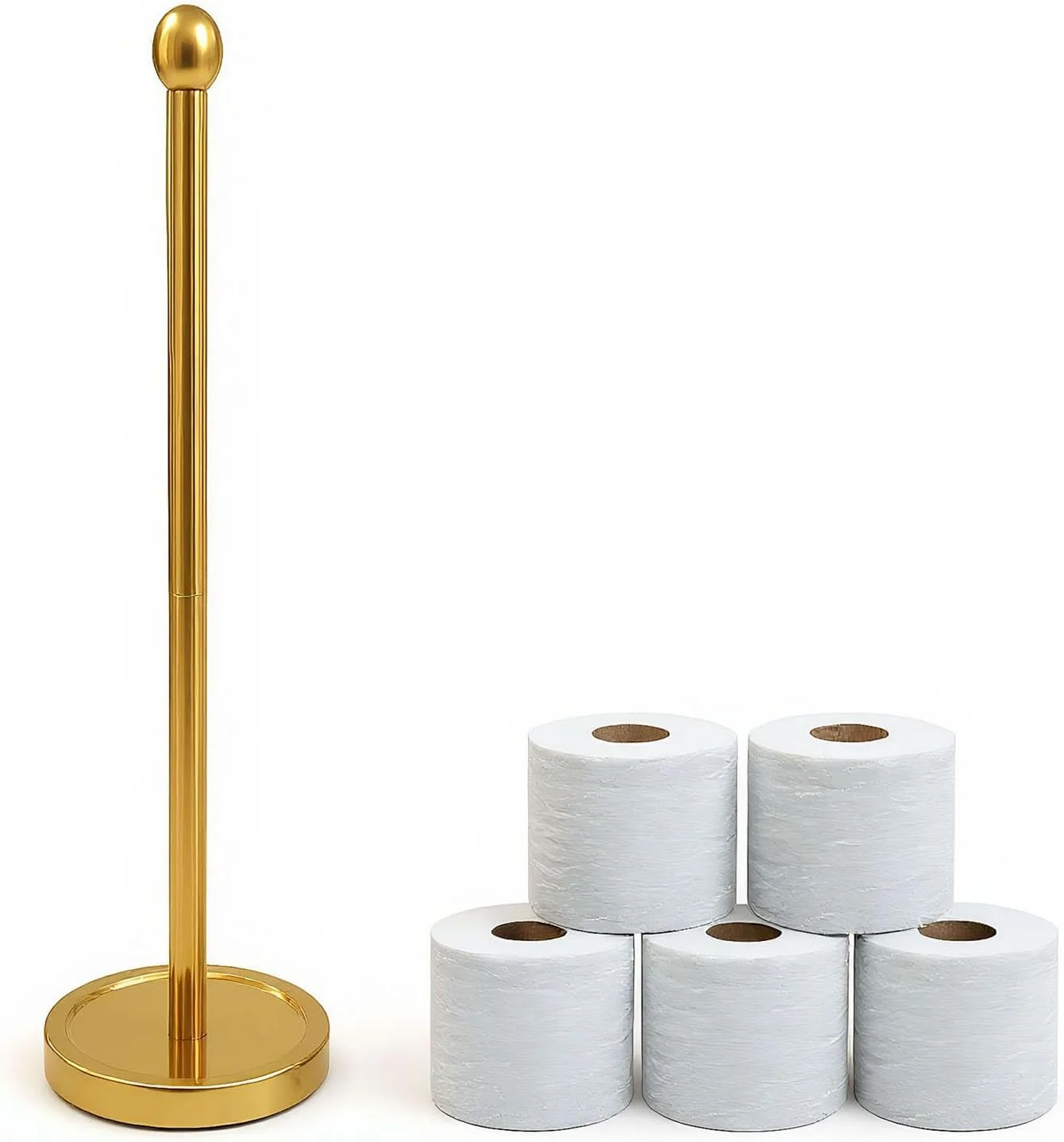 پایه نگهدارنده دستمال توالت ویسمی برای 5 رول دستمال کاغذی (طلایی) پایه نگهدارنده دستمال توالت ویسمی برای 5 رول دستمال کاغذی (طلایی)
