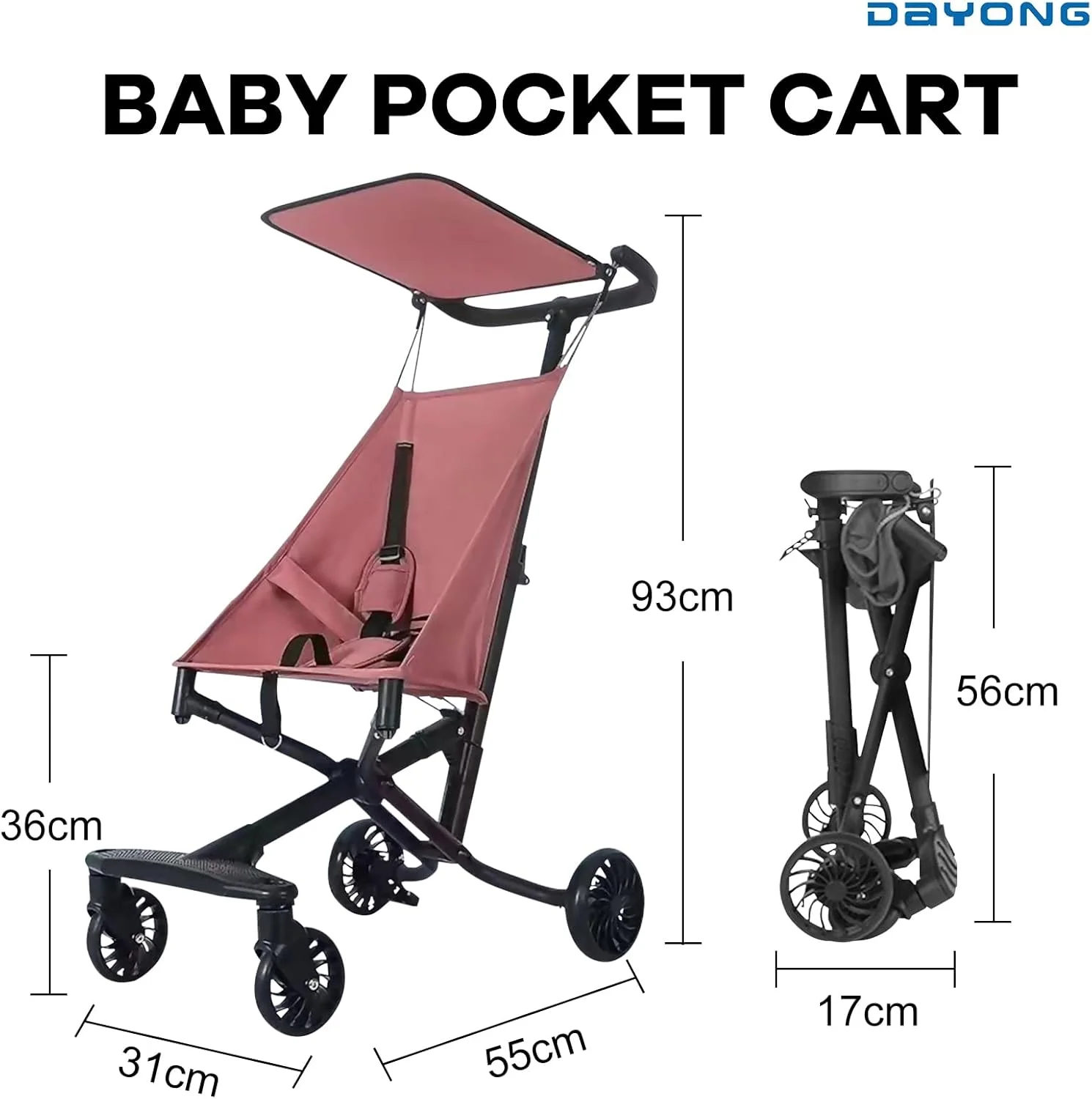 کالسکه مسافرتی سبک وزن DAYONG - کالسکه فوق العاده جمع و جور کودک با سایبان، تاشو آسان با یک دست - ایده آل برای نوزادان و کودکان نوپا 1 تا 8 ساله، قفسه چمدان هواپیما و صندوق عقب خودرو (صورتی) کالسکه مسافرتی سبک وزن DAYONG - کالسکه فوق العاده جمع و جور کودک با سایبان، تاشو آسان با یک دست - ایده آل برای نوزادان و کودکان نوپا 1 تا 8 ساله، قفسه چمدان هواپیما و صندوق عقب خودرو (صورتی)
